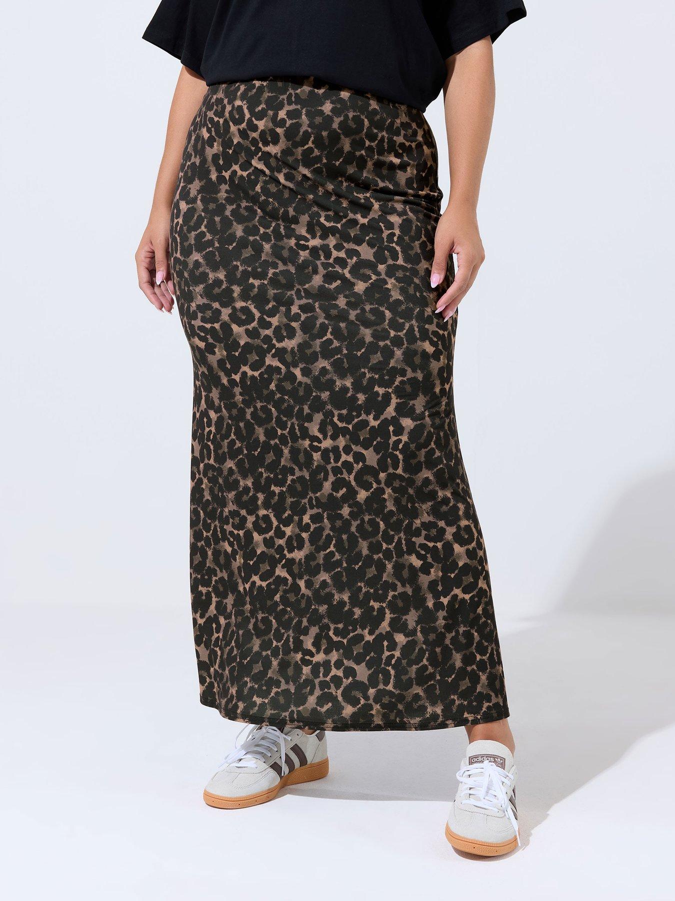undefined Curve Leopard Skirt - Brown