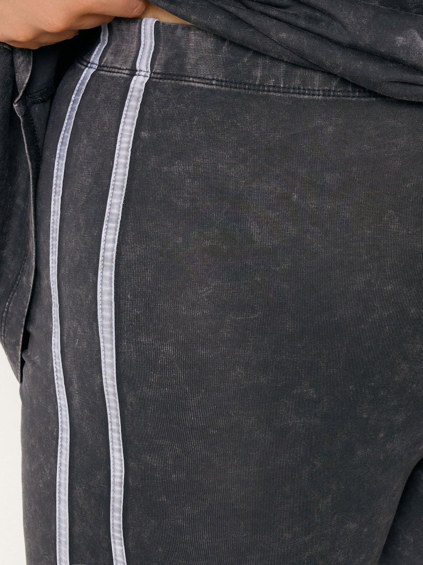 Image 4 of 4 of Yours Curve Acid Wash Side Stripe Legging - Black