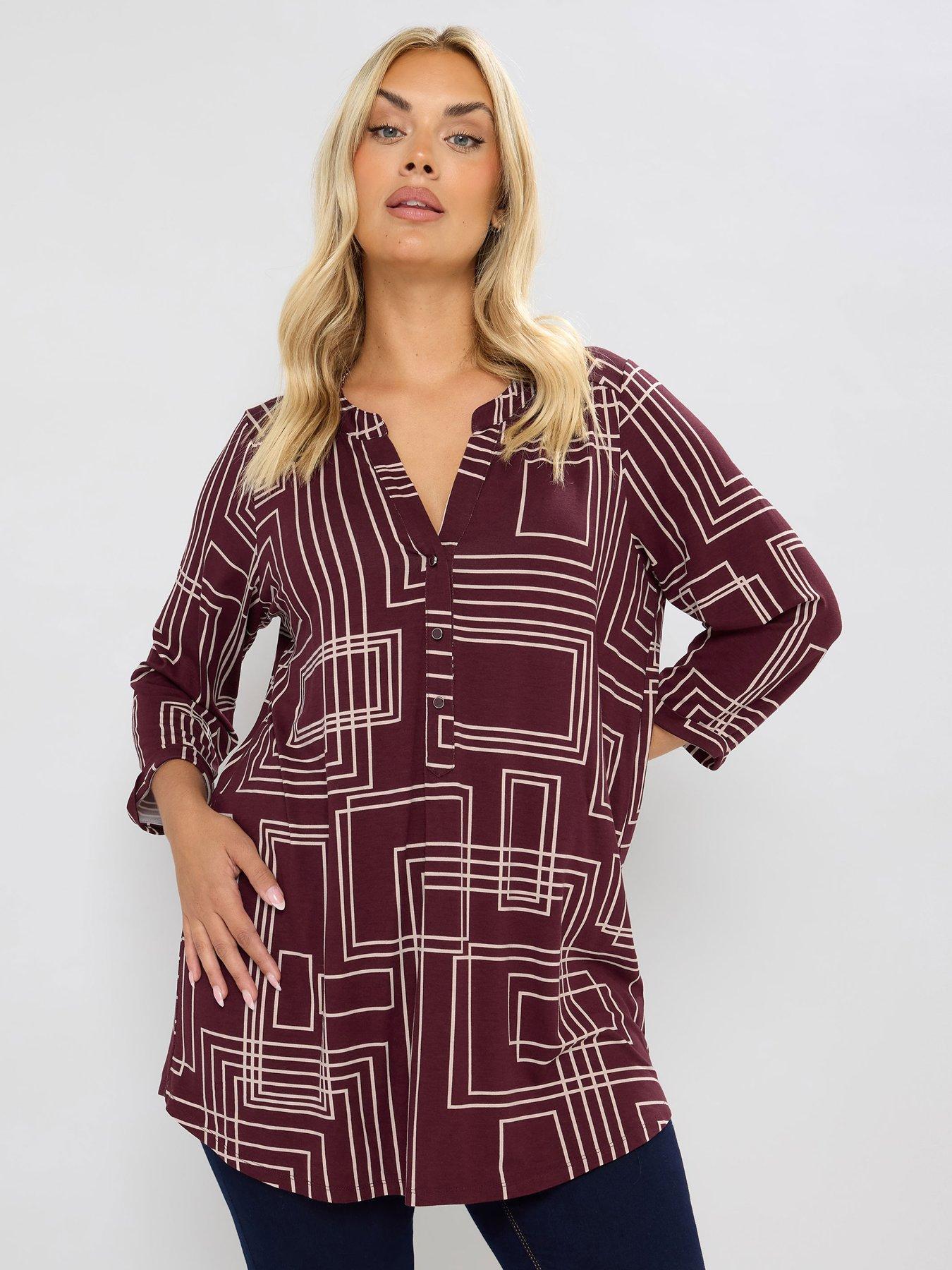 yours-curve-half-placket-shirt-red