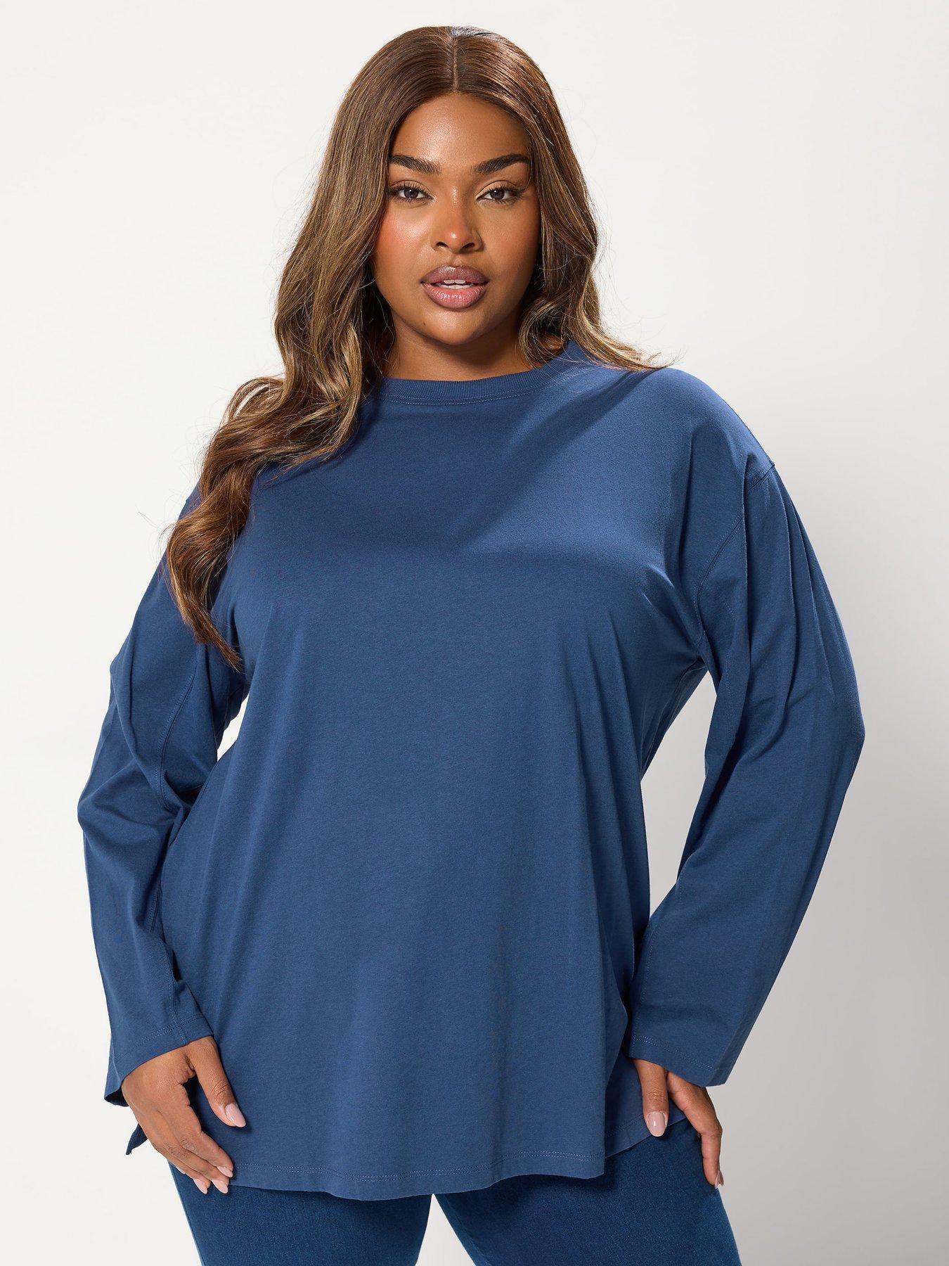 yours-curve-seam-detail-skater-top-blue