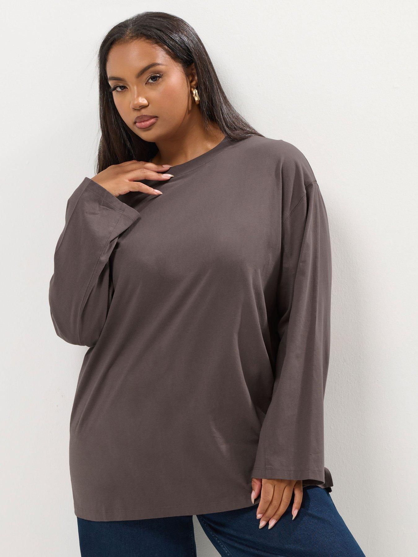 undefined Curve Seam Detail Skater Top - Brown