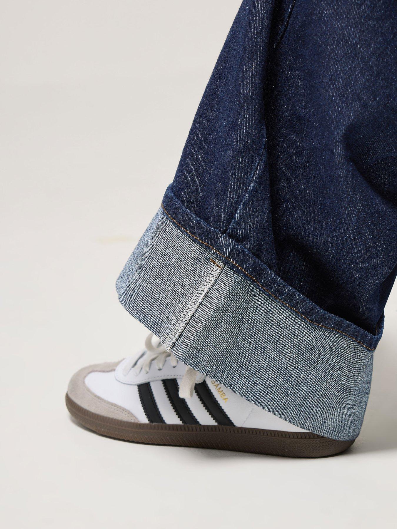  image of pixiegirl-petite-seam-front-turn-up-wide-leg-jean-blue