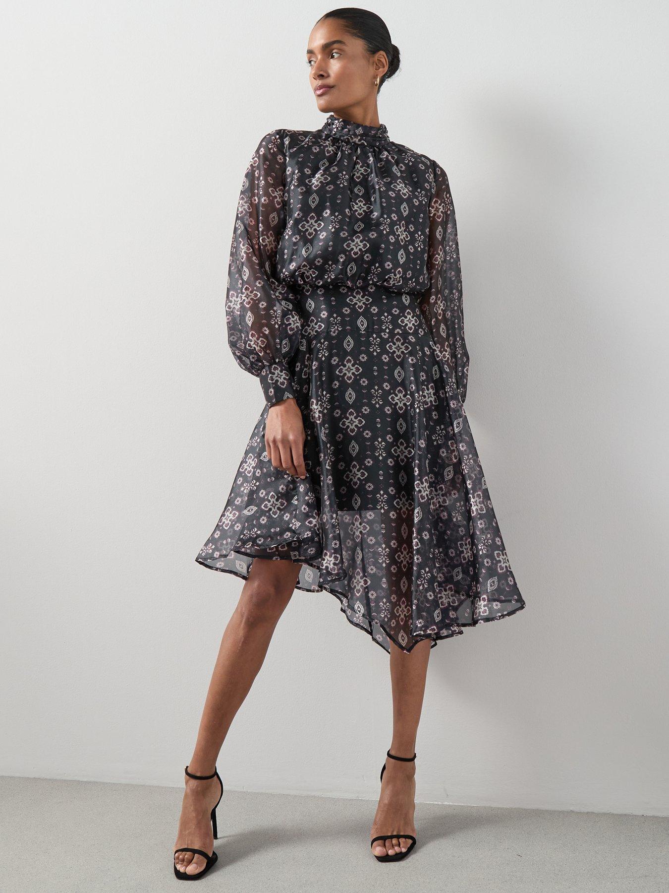 front image of the-very-collection-asymmetric-hem-dress-print