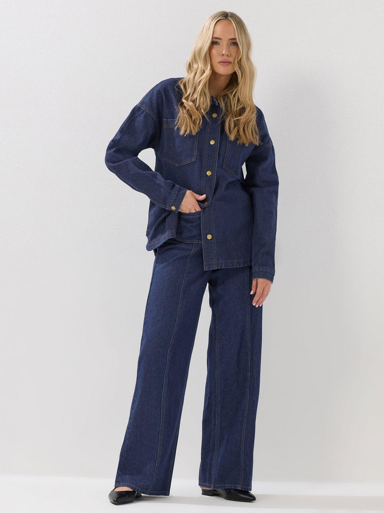  image of long-tall-sally-seam-front-pocket-wide-leg-jean-34-blue