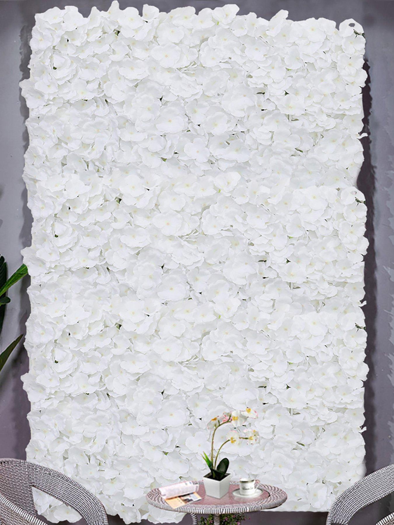 Living and Home White Handcrafted Silk Background Flower Panel Wall Decoration 600 X 400 Mm