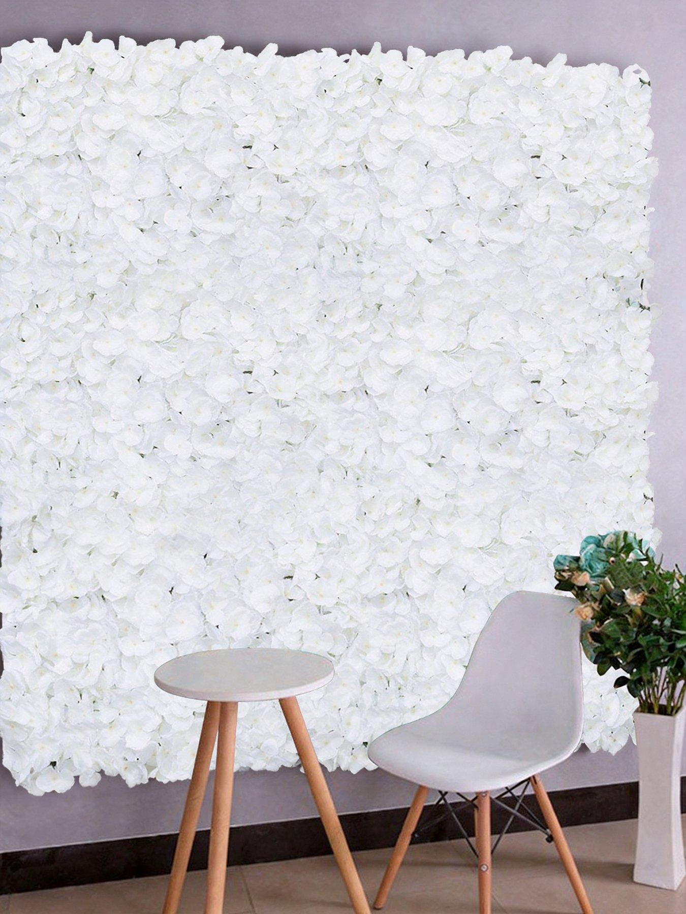 Living and Home White Handcrafted Silk Background Flower Panel Wall Decoration 600 X 400 Mm
