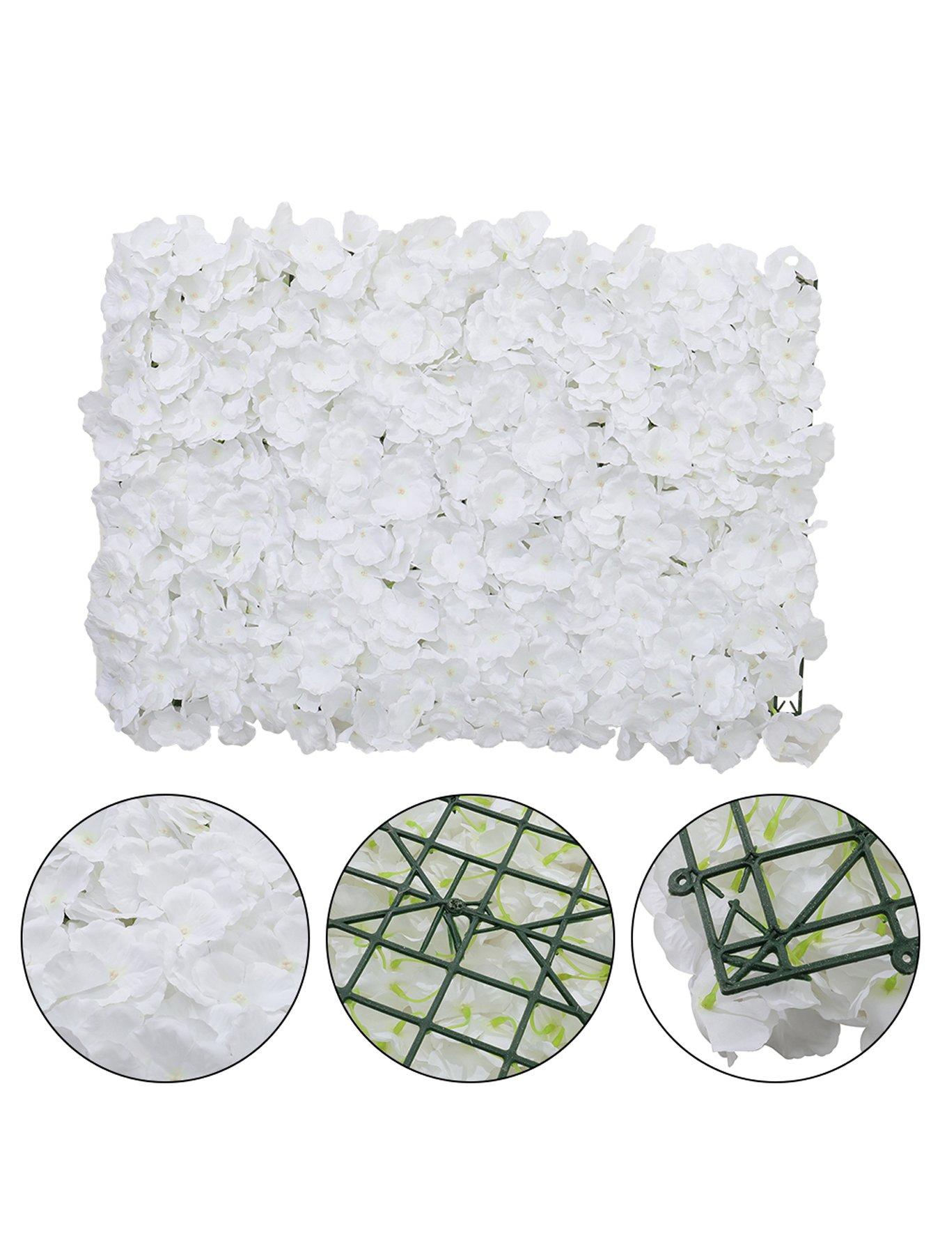 Image 3 of 7 of Living and Home White Handcrafted Silk Background Flower Panel Wall Decoration 600 X 400 Mm