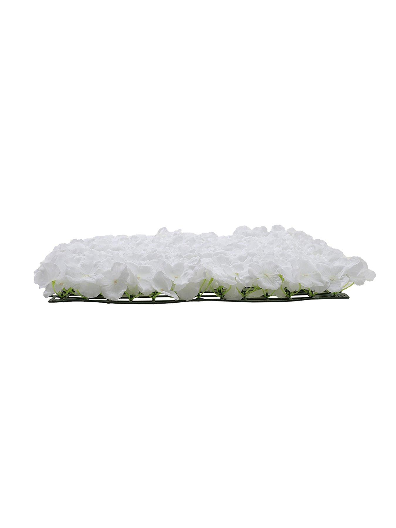 Image 4 of 7 of Living and Home White Handcrafted Silk Background Flower Panel Wall Decoration 600 X 400 Mm