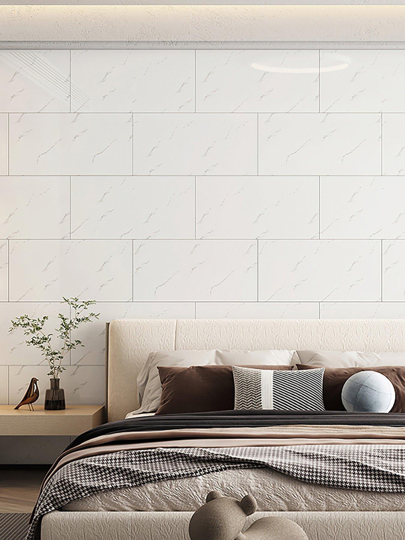 Living and Home 10 Pcs Pvc Peel And Stick Wall Tile Waterproof Decorative Blacksplash,2mm T,for Kitchen Living Room Bedroom