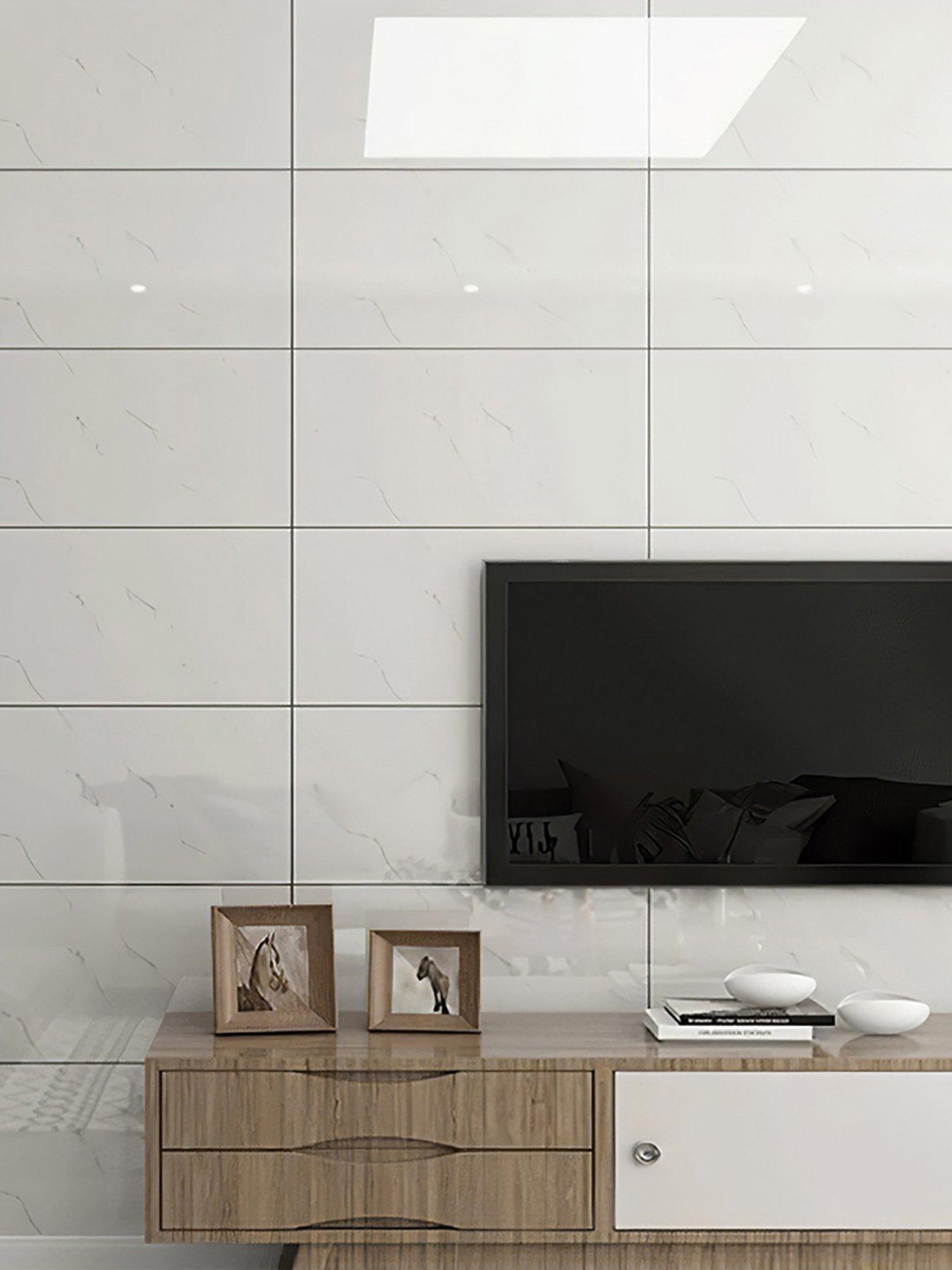 Living and Home 10 Pcs Pvc Peel And Stick Wall Tile Waterproof Decorative Blacksplash,2mm T,for Kitchen Living Room Bedroom
