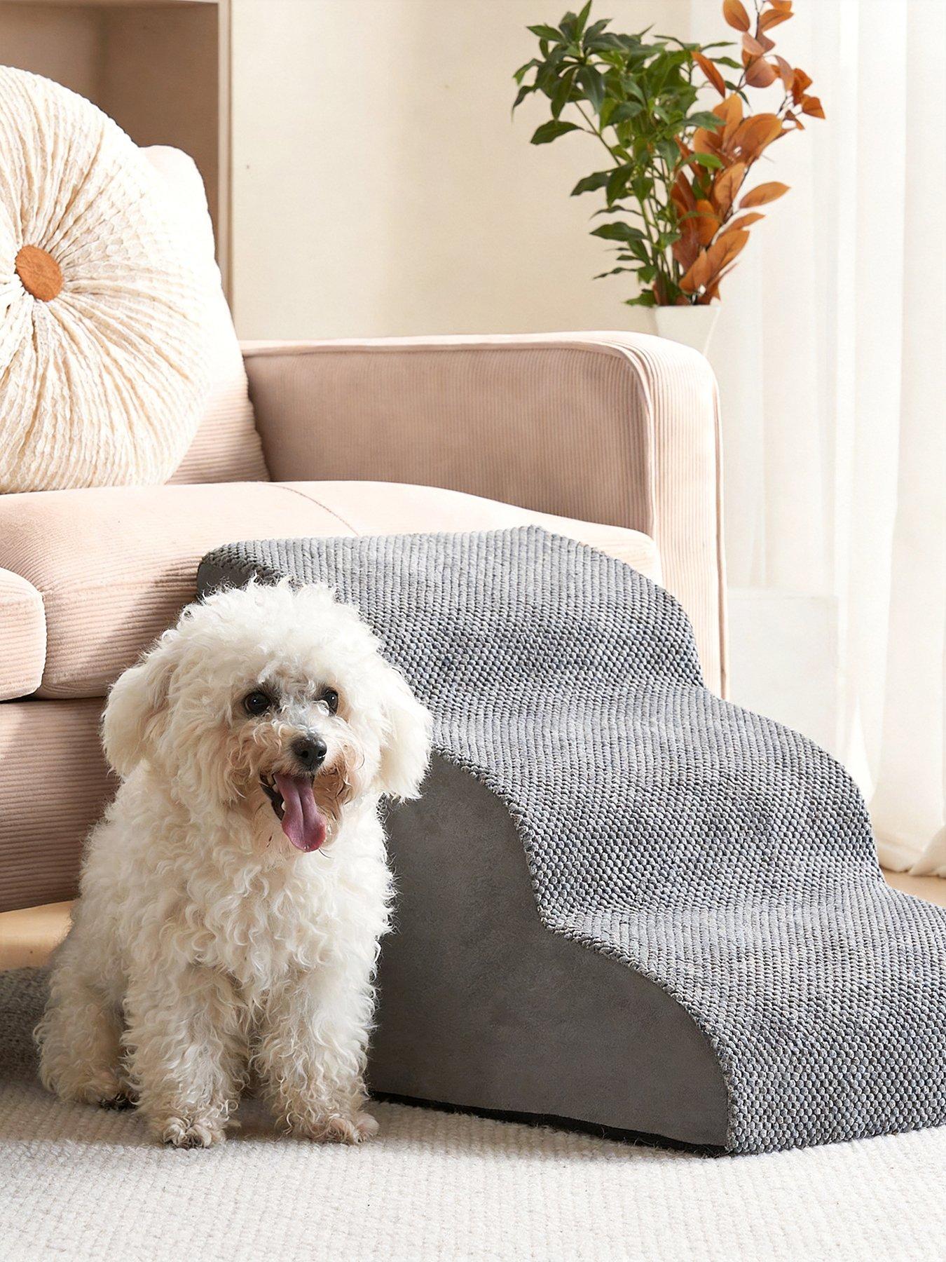 Living and Home 3 Steps Non-Slip Pet Steps with Removable Cover in Grey ...