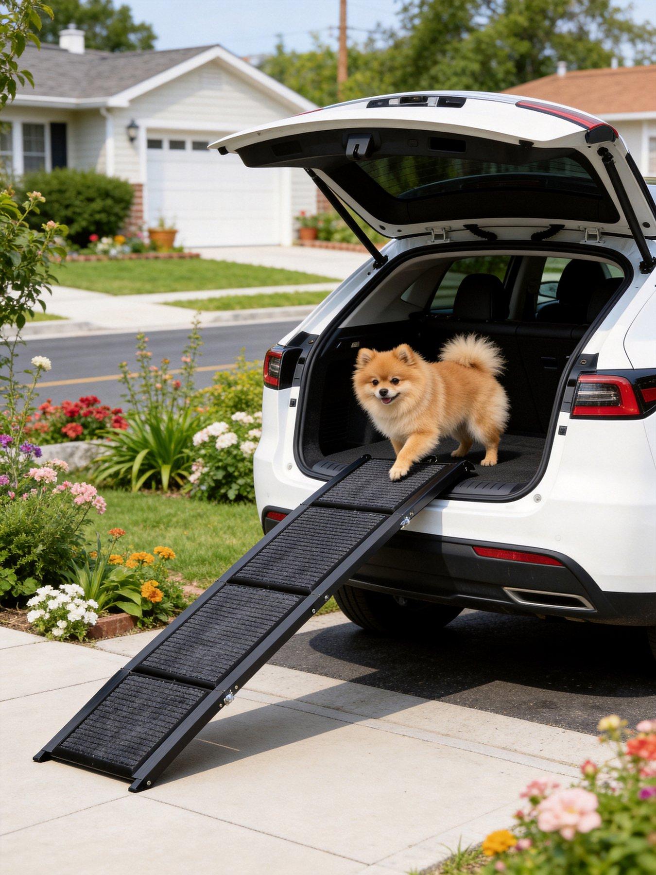 Living and Home Outdoor Foldable Metal Dog Ramp Non Slip Pet Ladder Pet ...