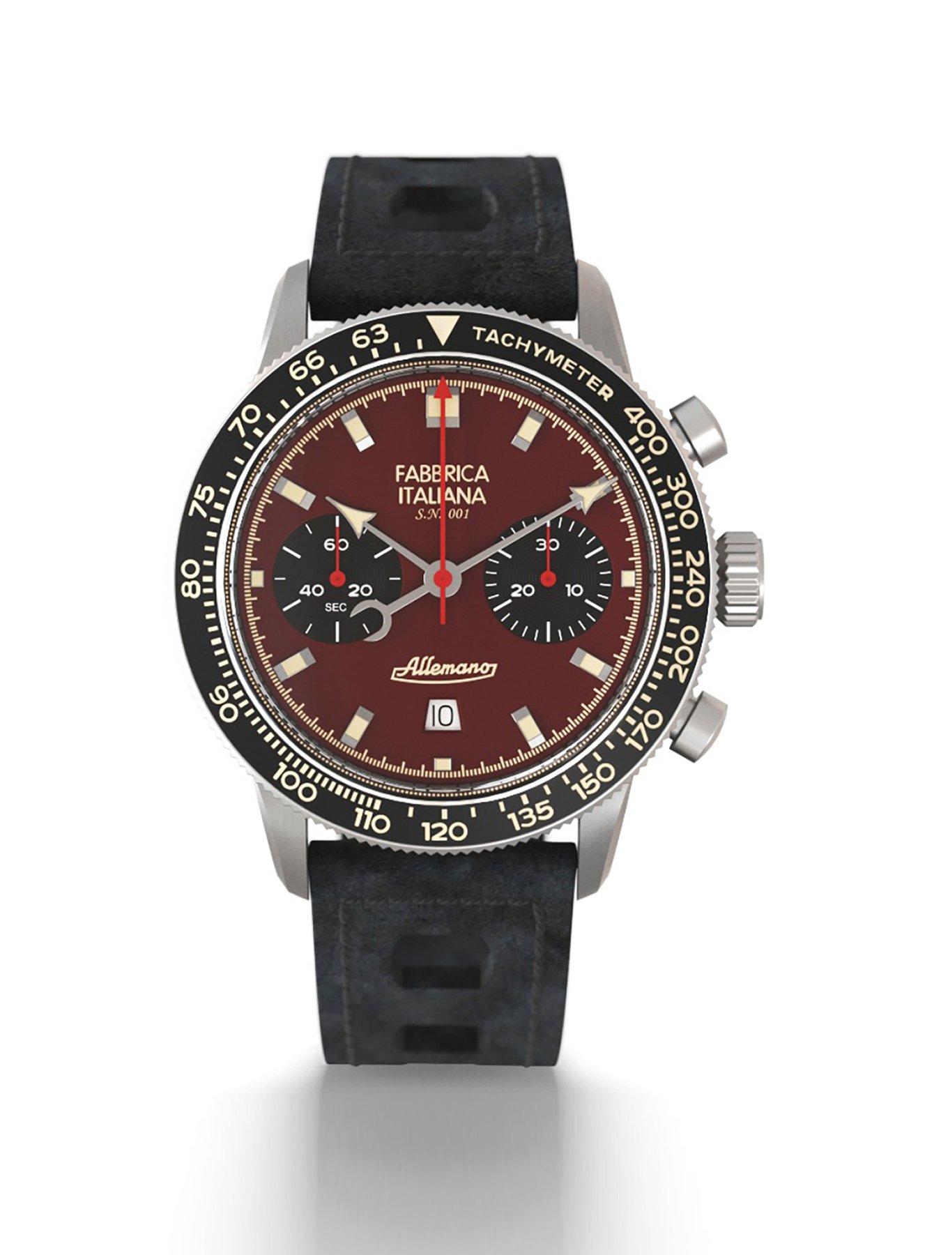 undefined Maranello Rosso and Black Dial Black Perforated Leather Strap