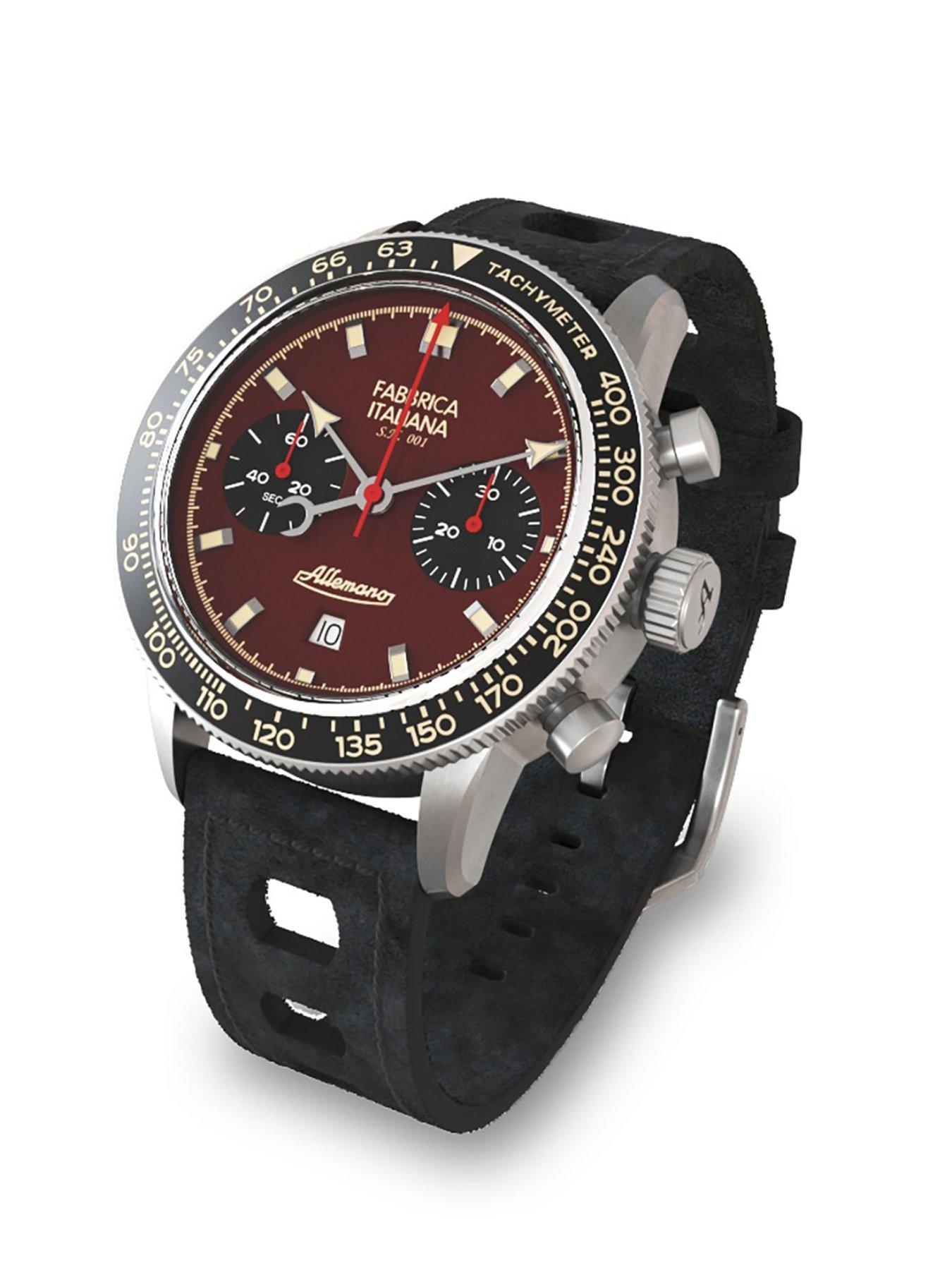Image 2 of 5 of Allemano Maranello Rosso and Black Dial Black Perforated Leather Strap