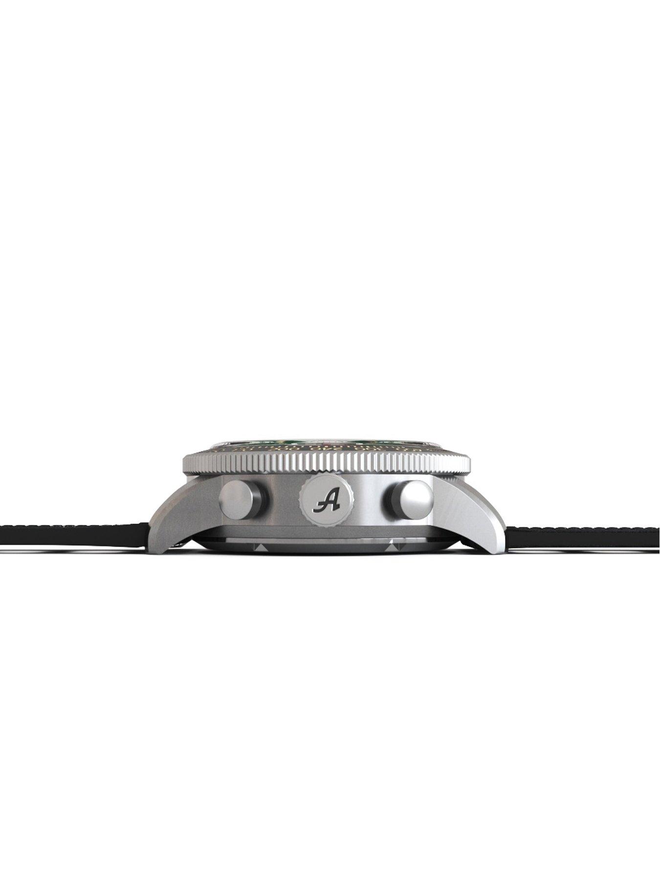Image 3 of 5 of Allemano Milano Verde Green Dial Black Perforated Leather Strap