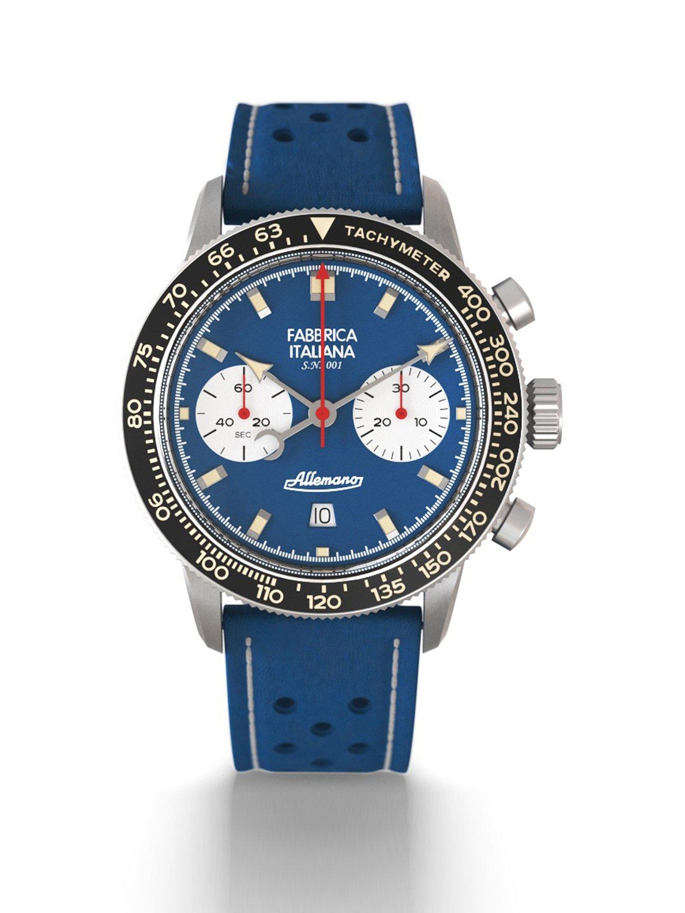 undefined Milano Blue Dial Blue Perforated Leather Strap
