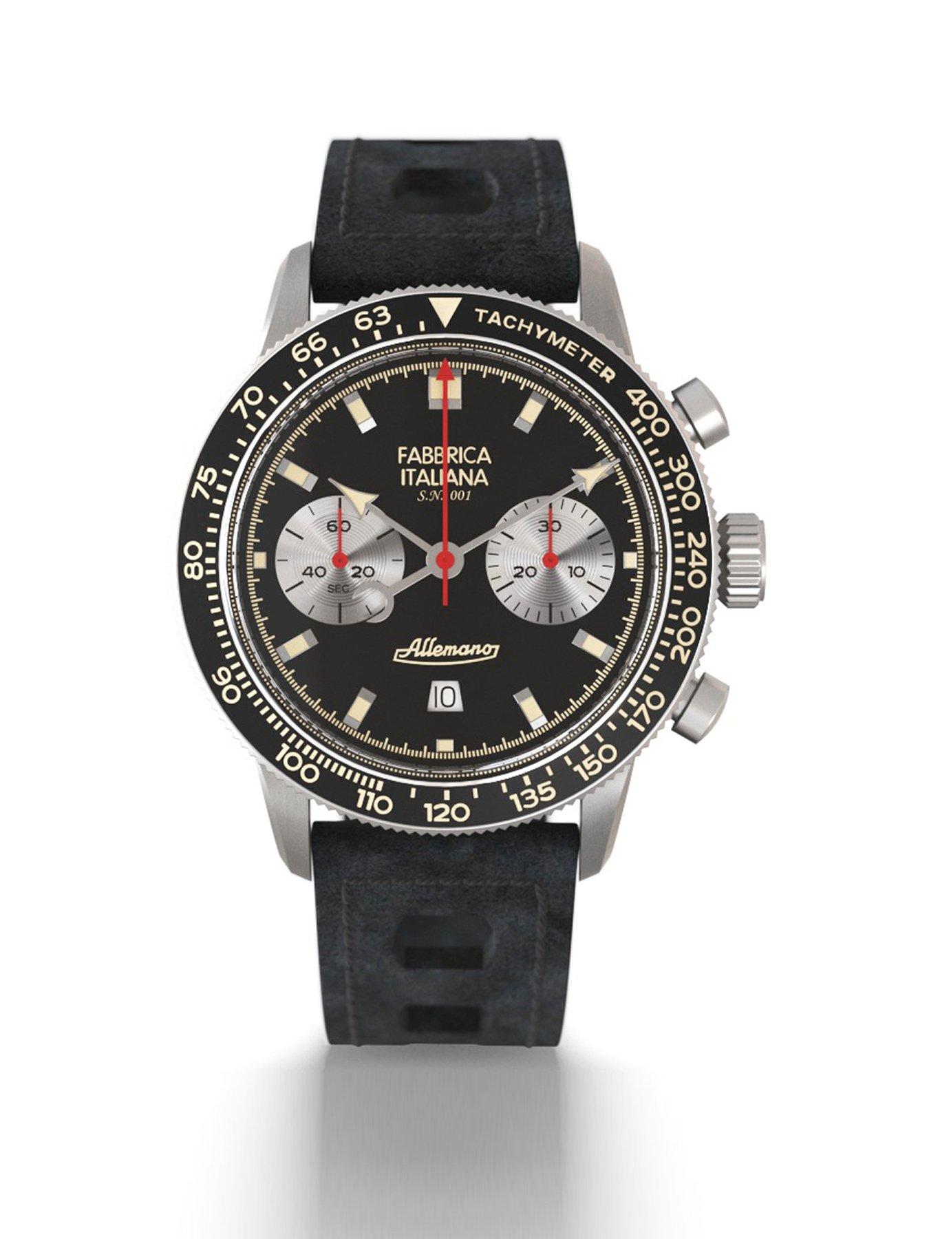 undefined Turin Black Dial Black Perforated Leather Strap