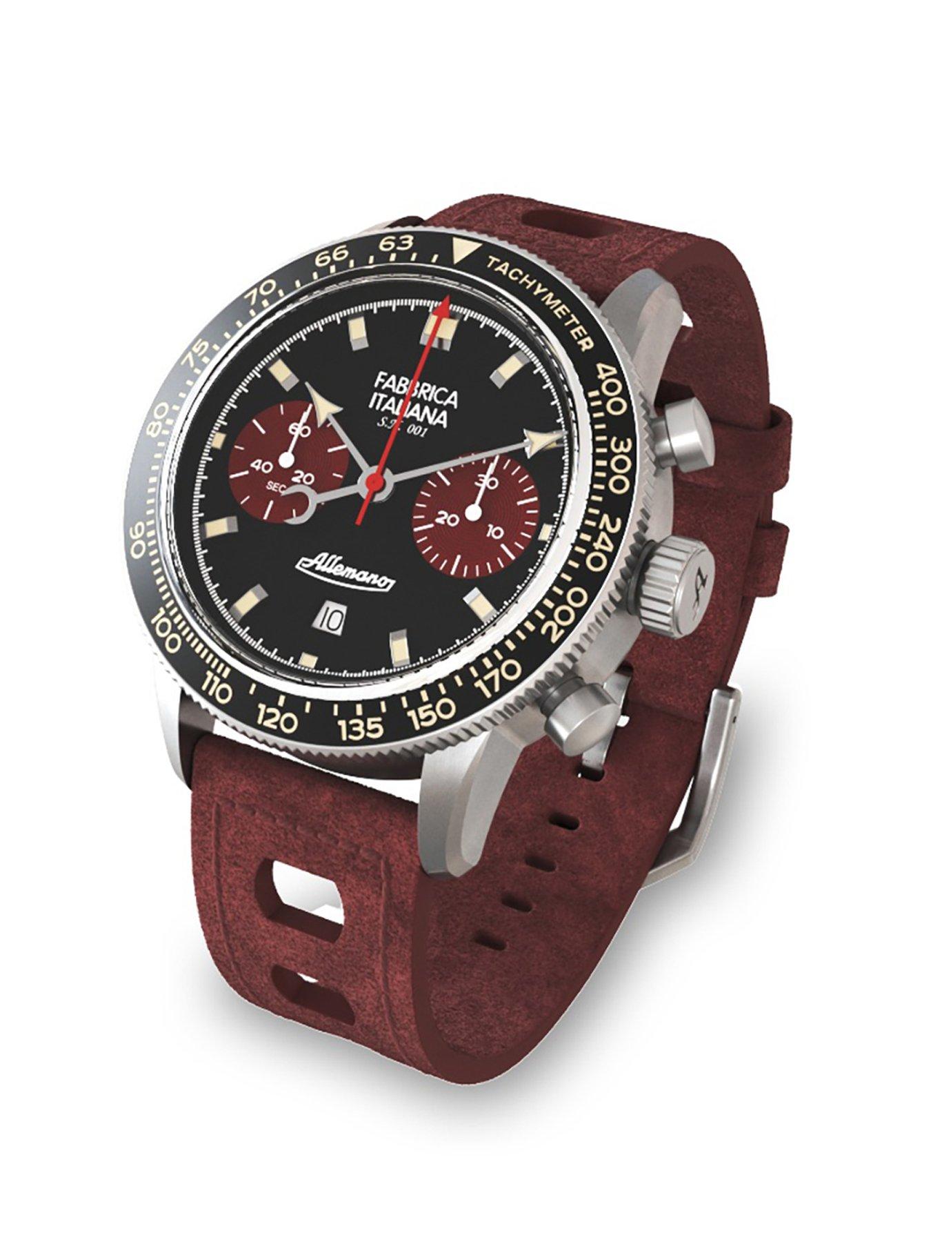 Image 2 of 5 of Allemano Maranello Black and Red Dial Red Leather Perforated Strap