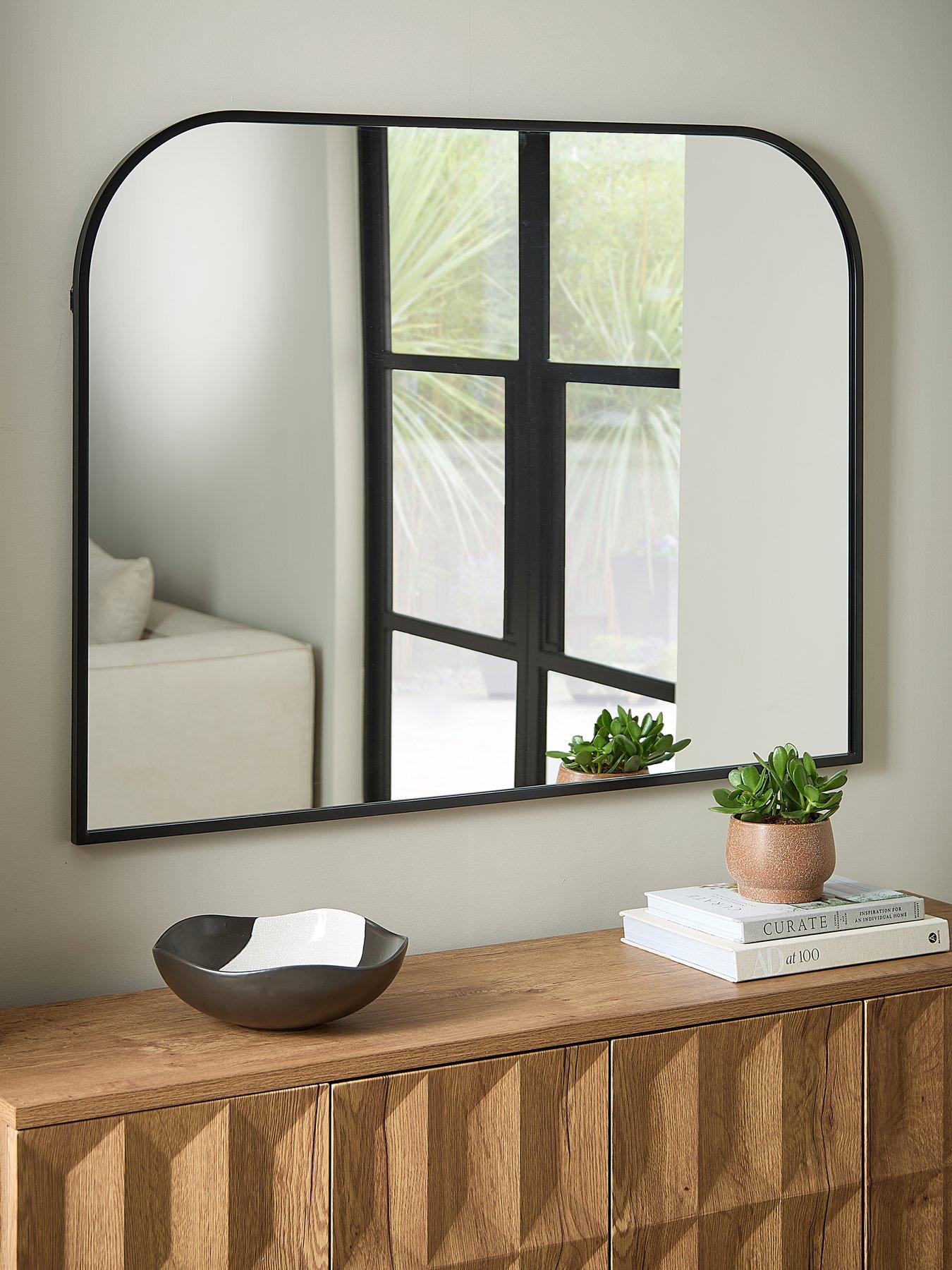 Image 1 of 6 of The Very Collection Black Rounded Arched Mirror 90x120cm