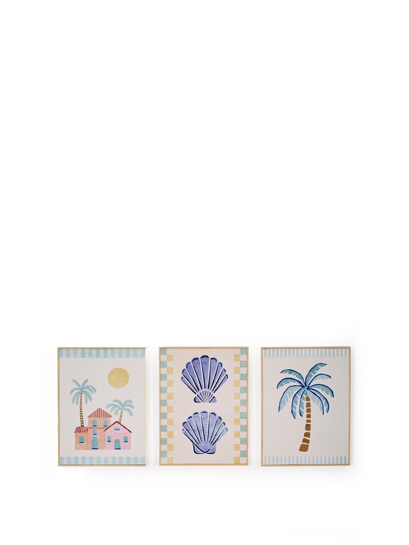 Image 2 of 7 of The Very Collection Palm Springs Set Of 3 Food/shell Canvas
