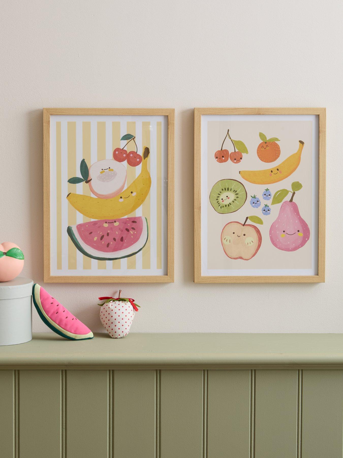 The Very Collection Set of 2 Kids Fruit Canvas Wall Art - FSC® Certified