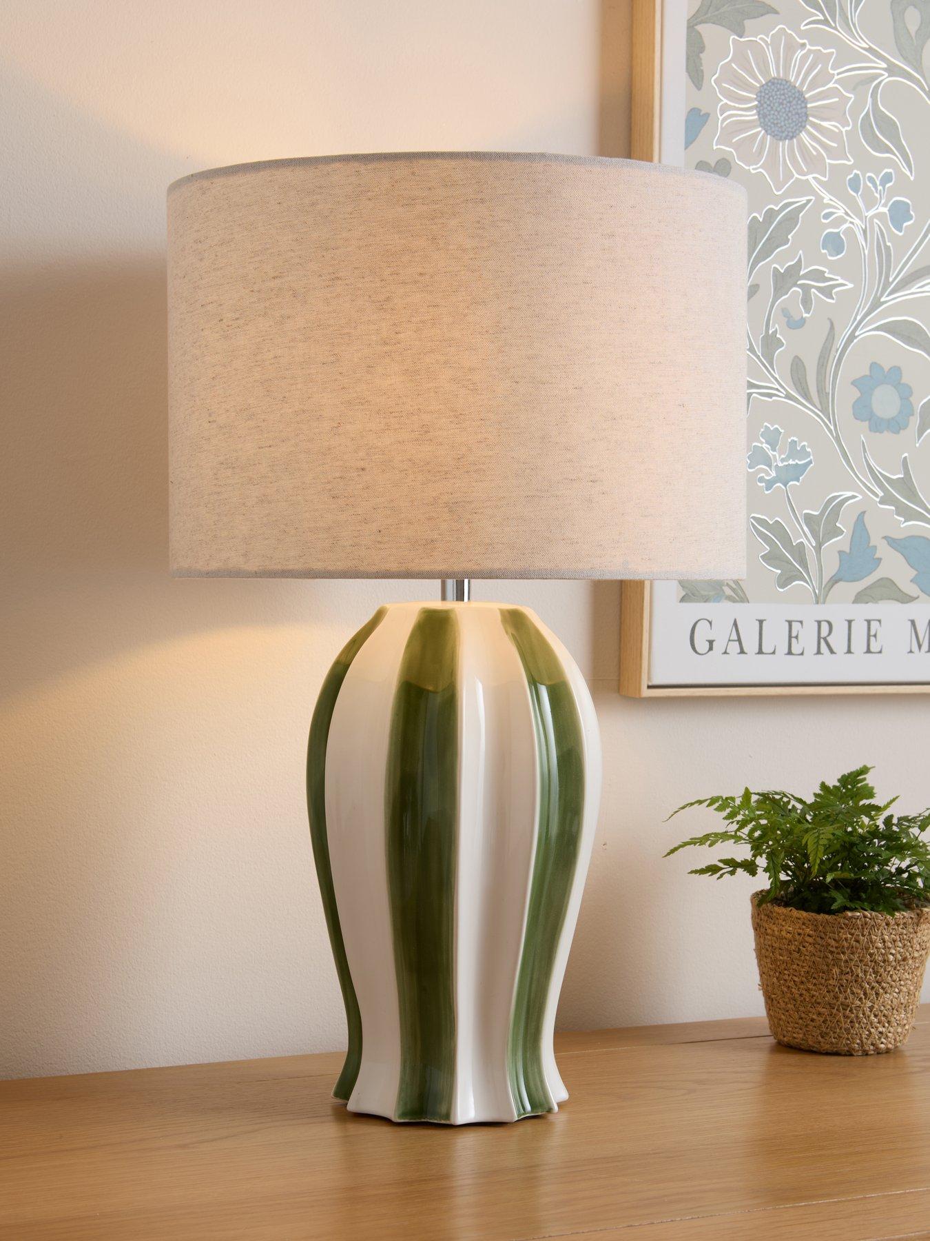 front image of the-very-collection-striped-table-lamp