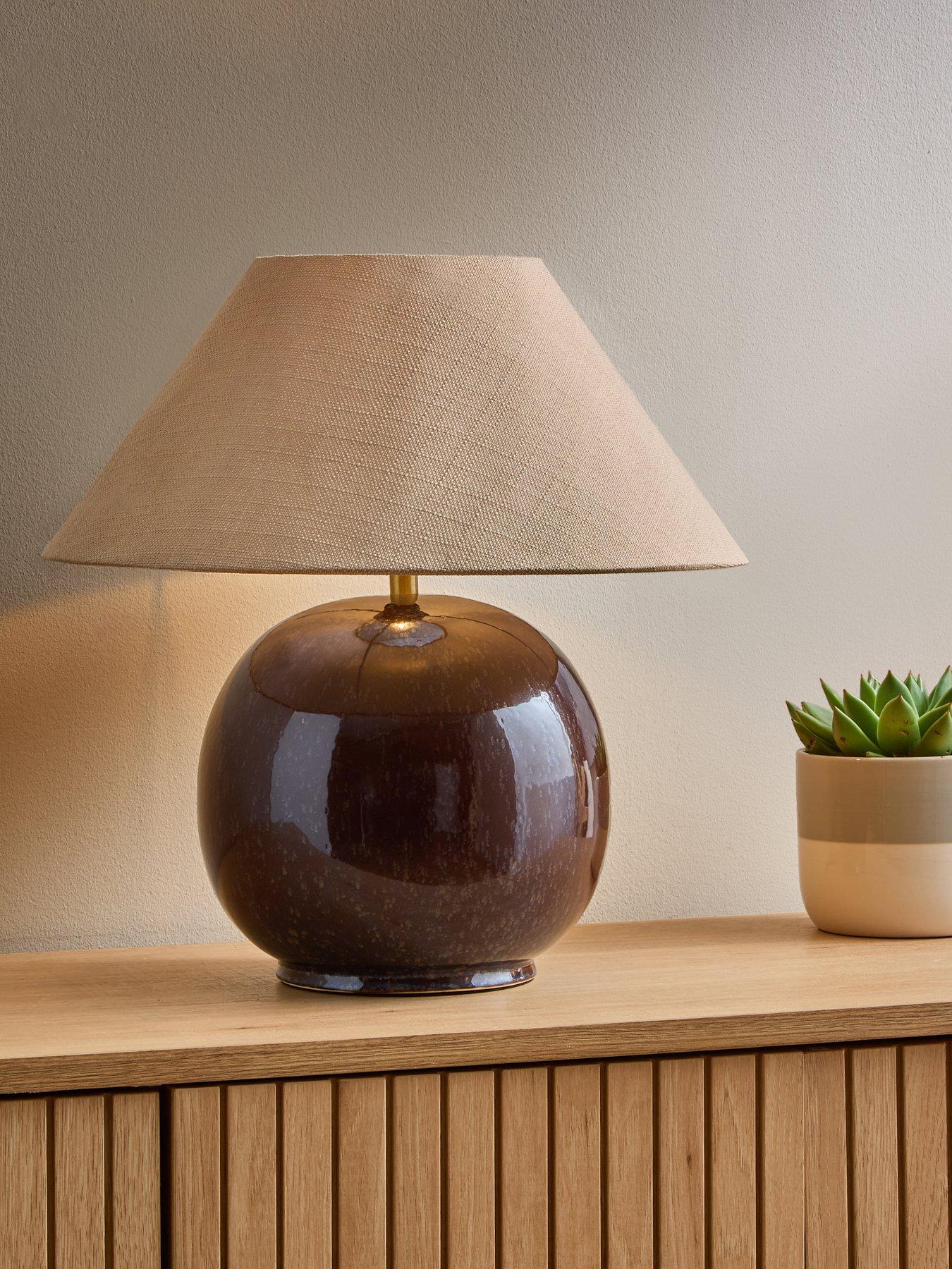  image of the-very-collection-brown-ceramic-sphere-table-lamp