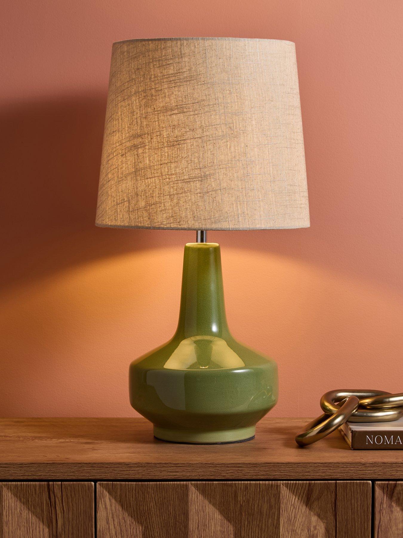 Image 1 of 6 of The Very Collection Crackle Glaze Ceramic Table Lamp