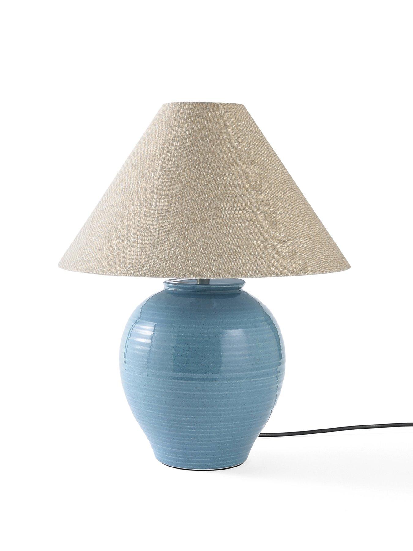  image of the-very-collection-blue-ceramic-urn-table-lamp