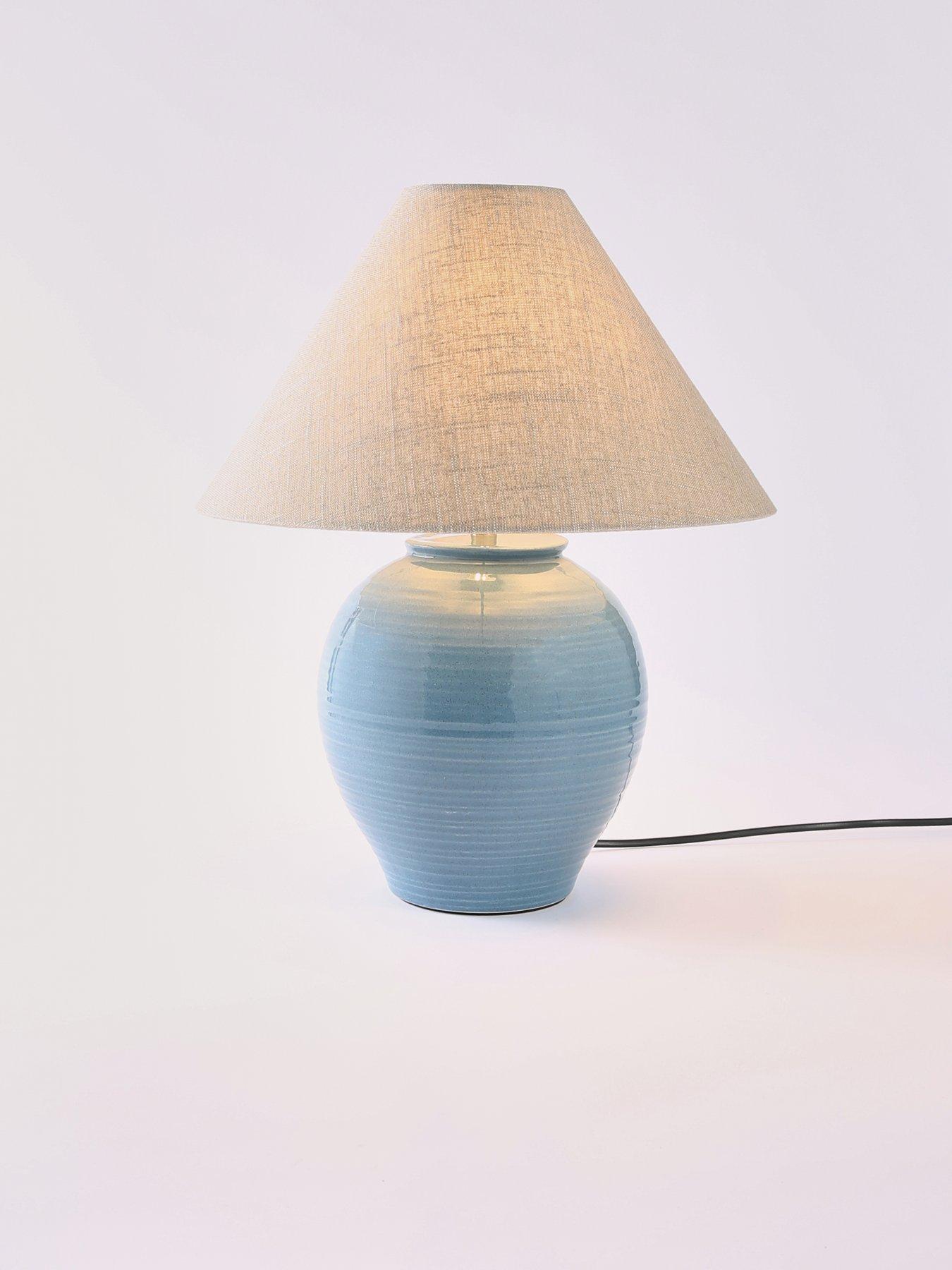  image of the-very-collection-blue-ceramic-urn-table-lamp