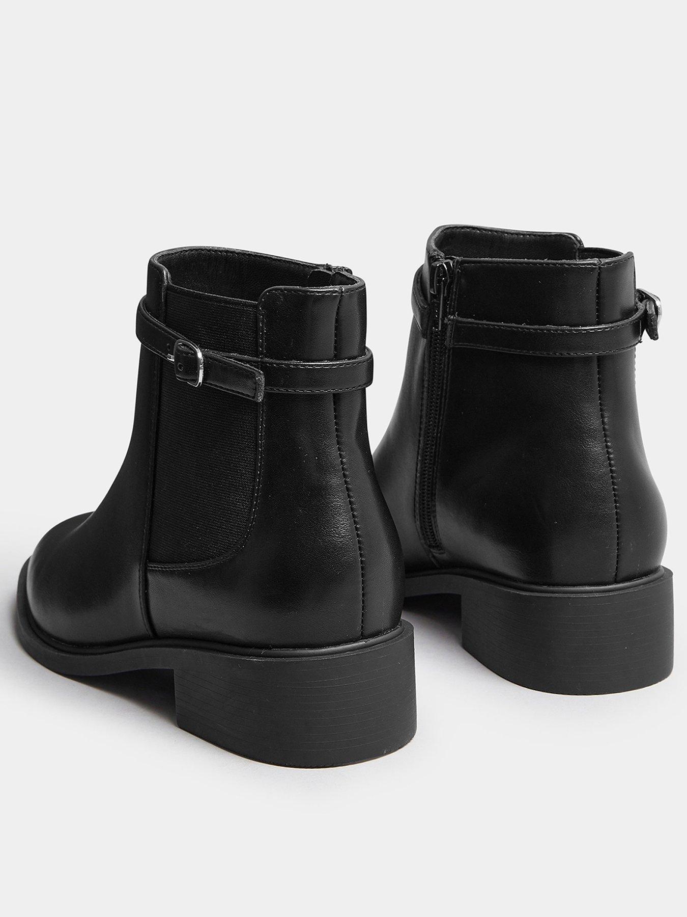Image 3 of 4 of Yours Extra Wide Fit Buckle Elastic Boot - Black