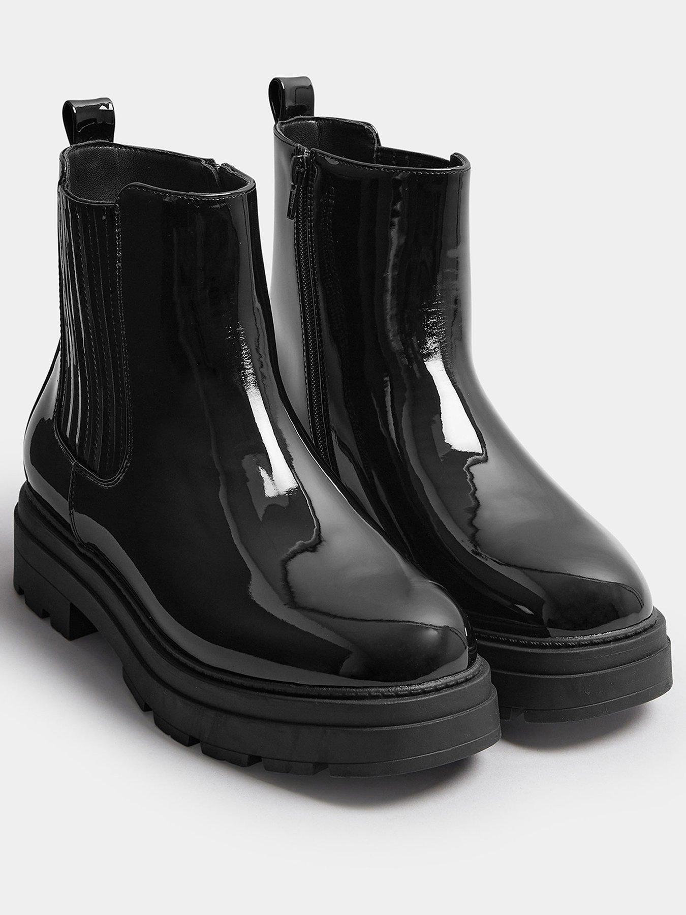 Image 2 of 4 of Yours Extra Wide Fit Patent Chunky Chelsea Boot - Black