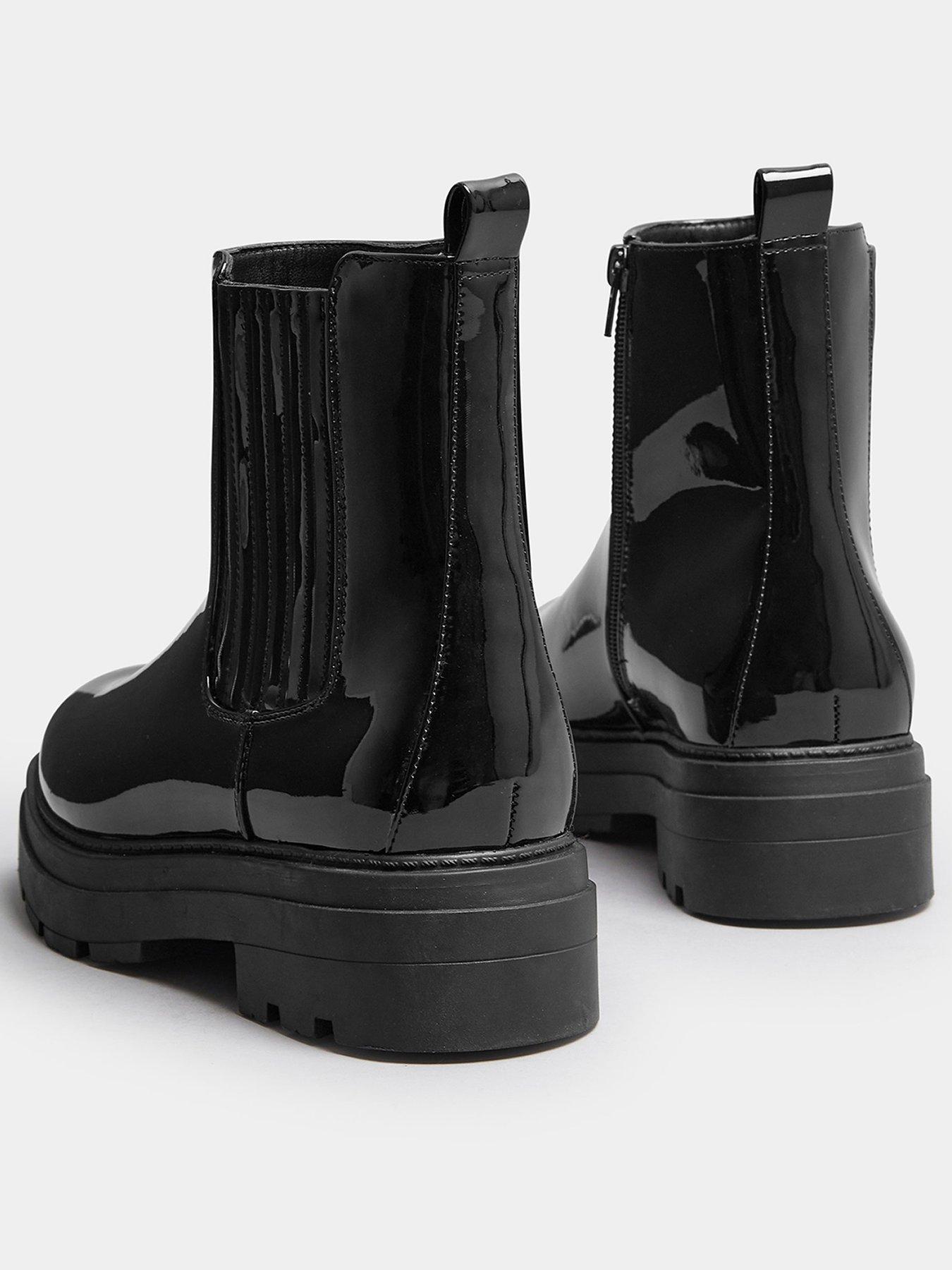 Image 3 of 4 of Yours Extra Wide Fit Patent Chunky Chelsea Boot - Black