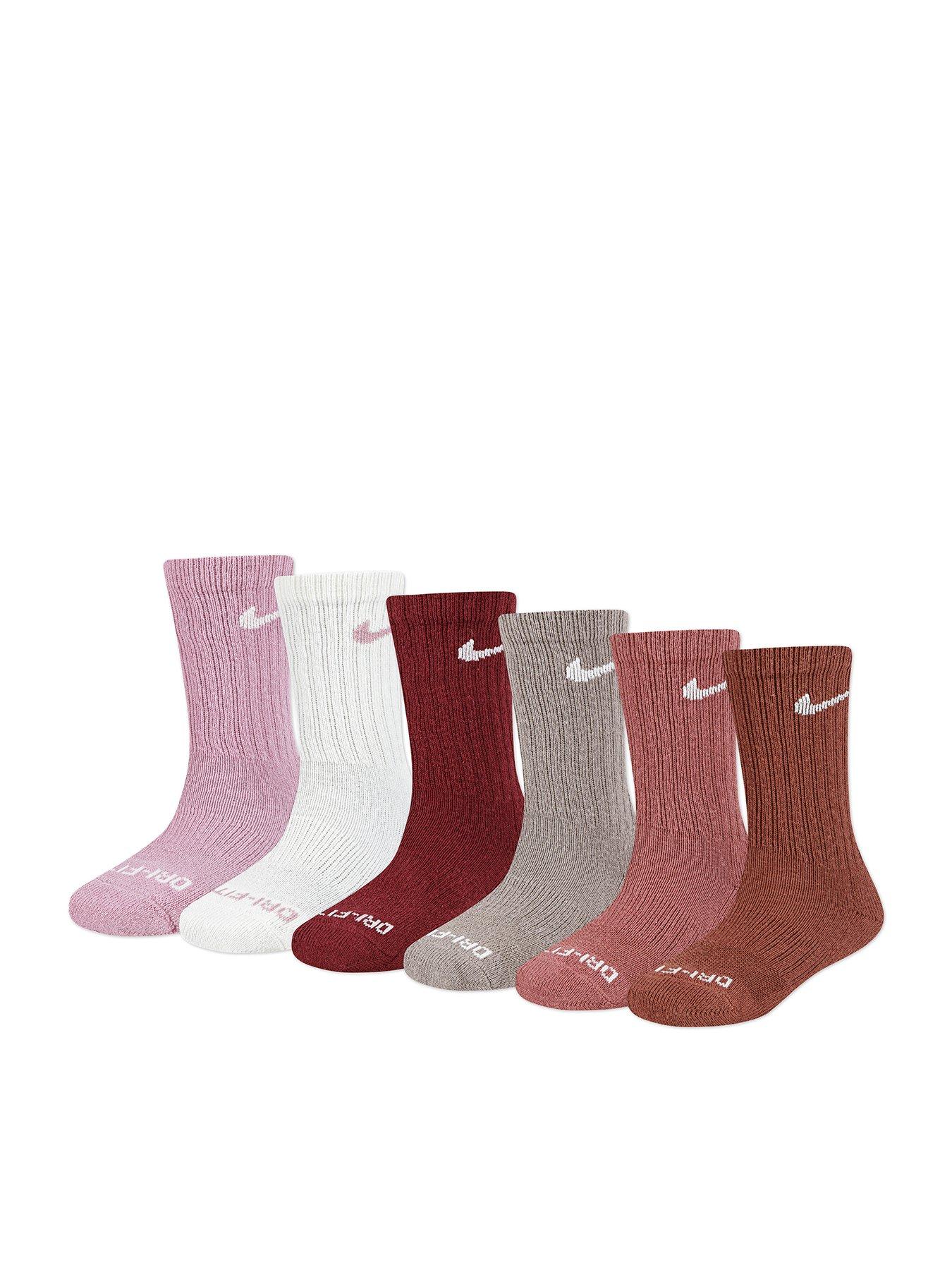  image of nike-kids-unisex-6-pack-basic-crew-socks-pink