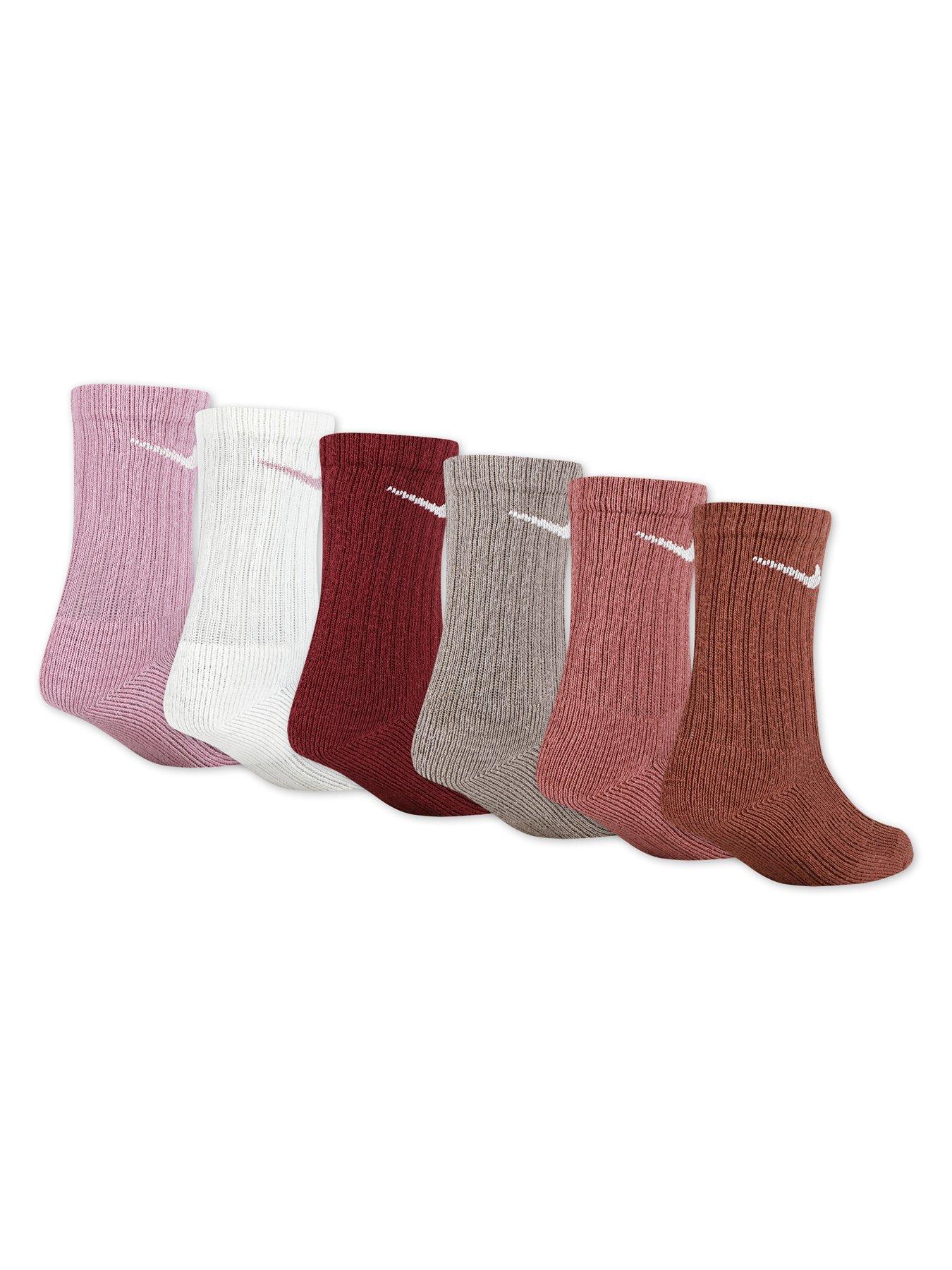  image of nike-kids-unisex-6-pack-basic-crew-socks-pink