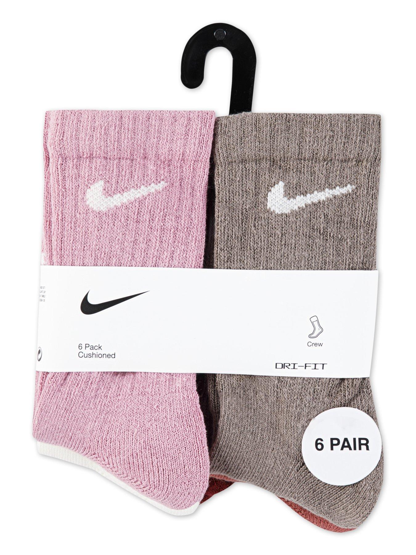  image of nike-kids-unisex-6-pack-basic-crew-socks-pink