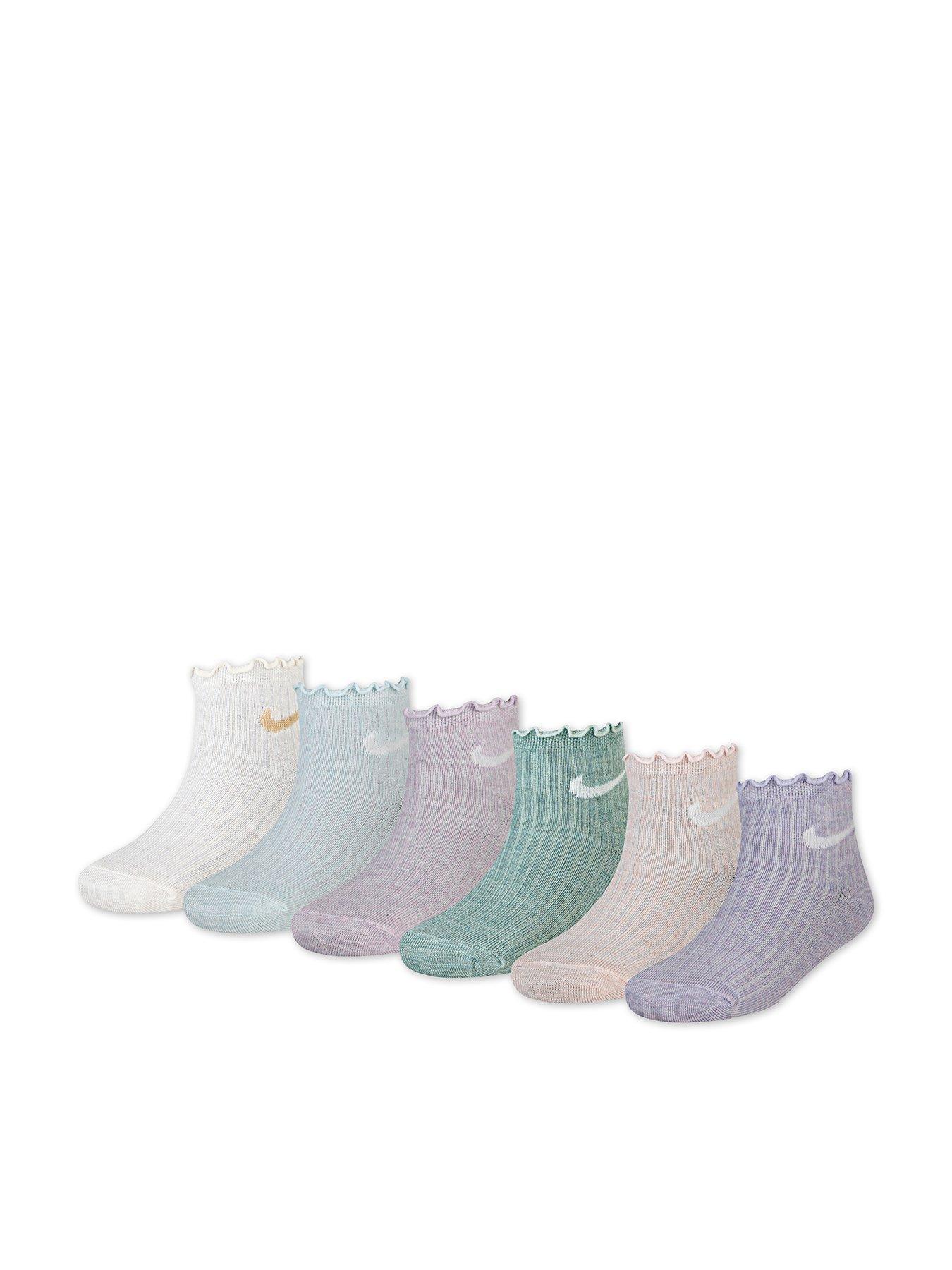 Image 1 of 3 of Nike Kids Girls 6Pk Lettuce Welt Ankle Socks - Multi