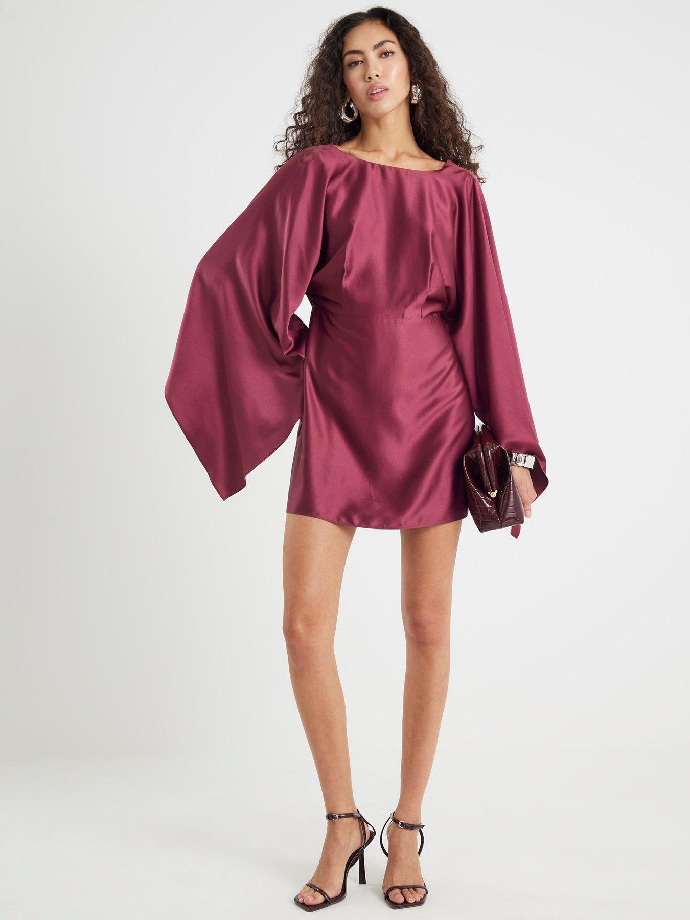 River Island Long Sleeve Cape Mini Dress - Purple