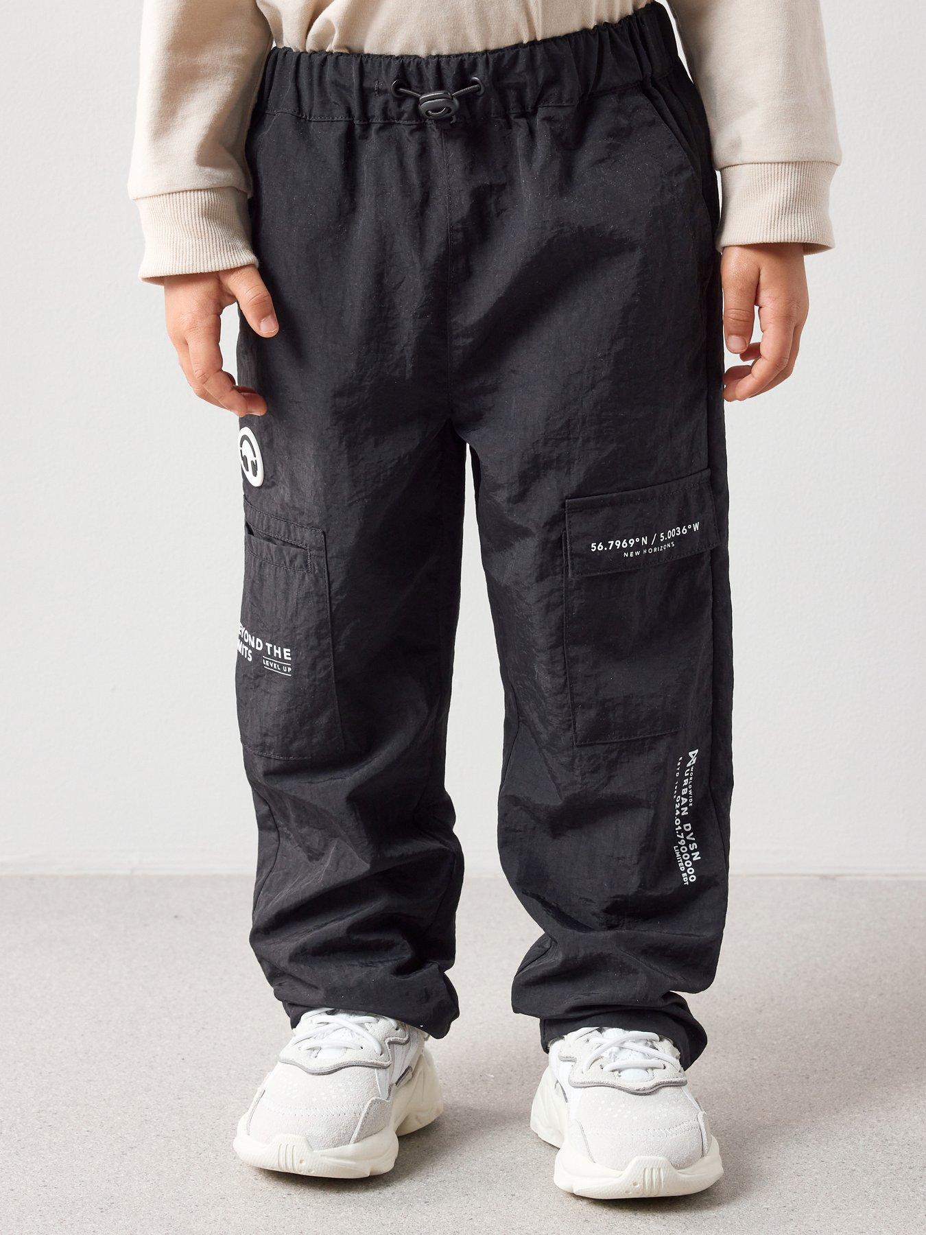 Image 1 of 6 of The Very Collection Boys Smiley Graphic Cargo Trousers - Black