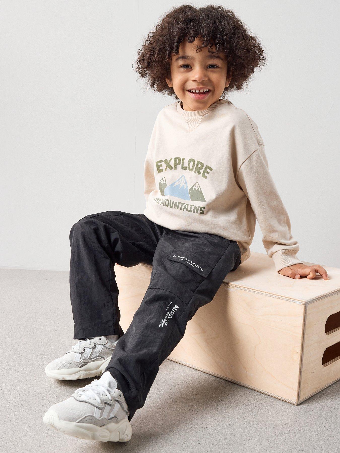 Image 5 of 6 of The Very Collection Boys Smiley Graphic Cargo Trousers - Black