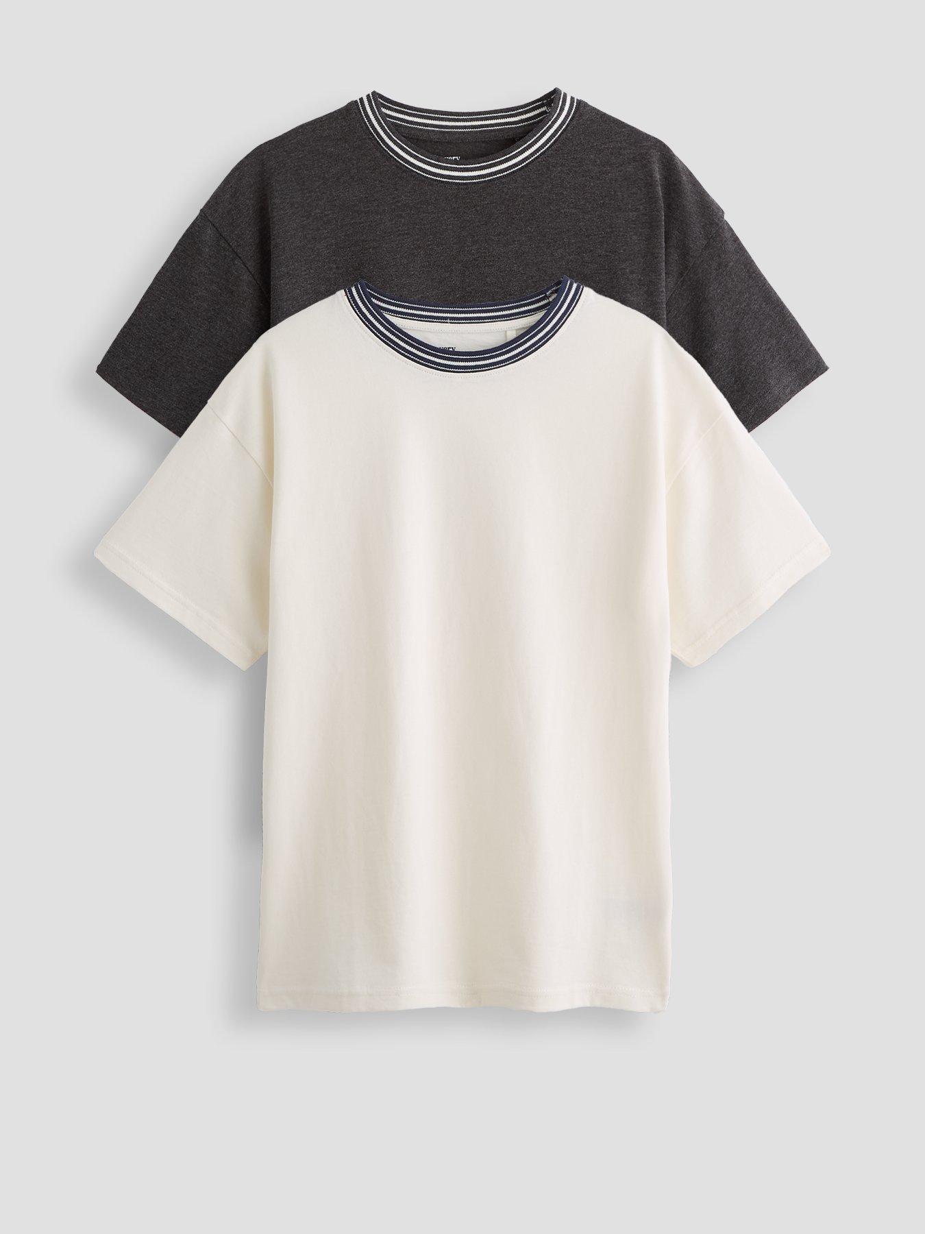 The Very Collection Boys 2 Pack Contrast Neck Detail T-Shirts - Multi