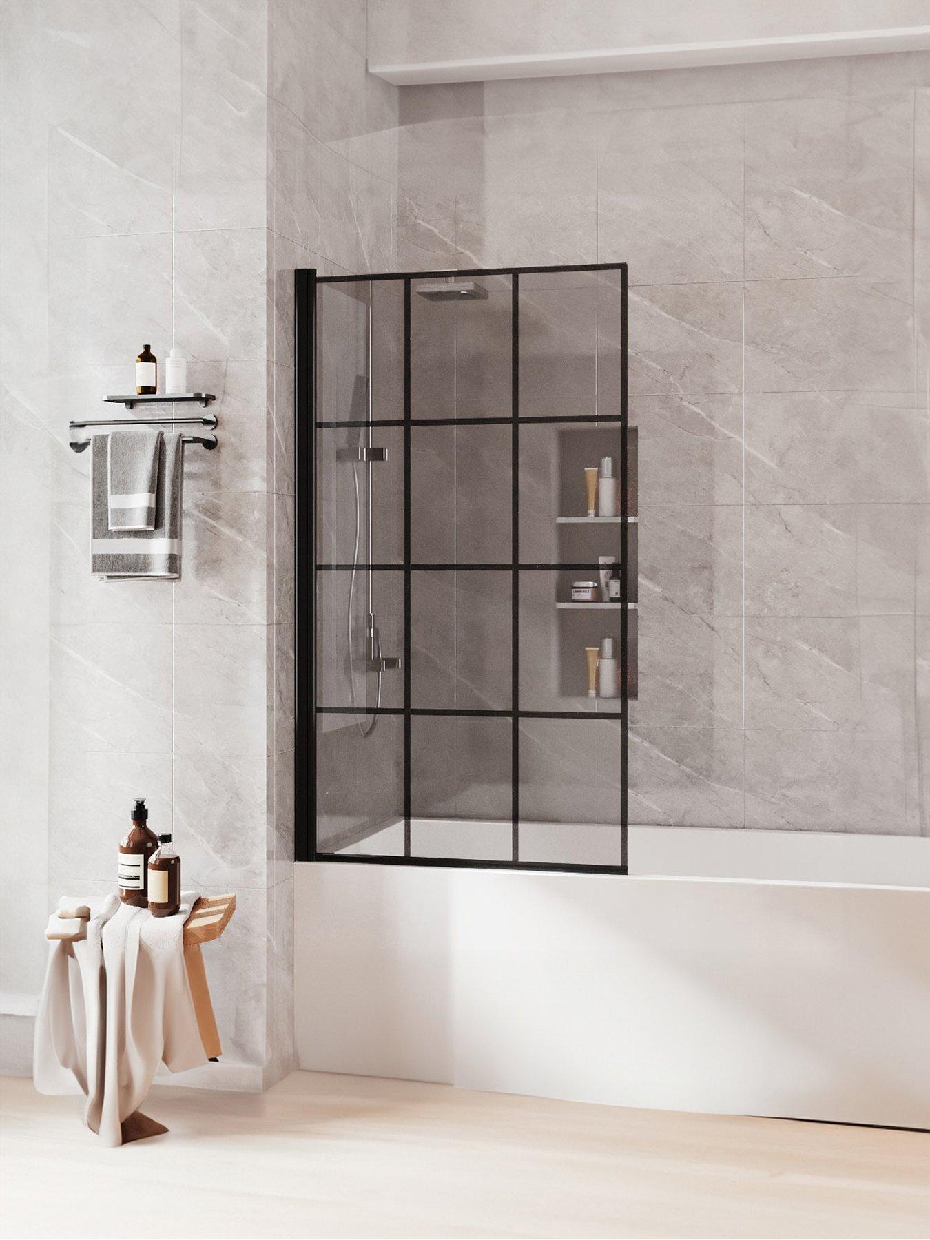 Living and Home 12-panel 4mm Thick Glass Shower Screen Door For Wet-dry Zone Distinction 80cm W X 140cm D