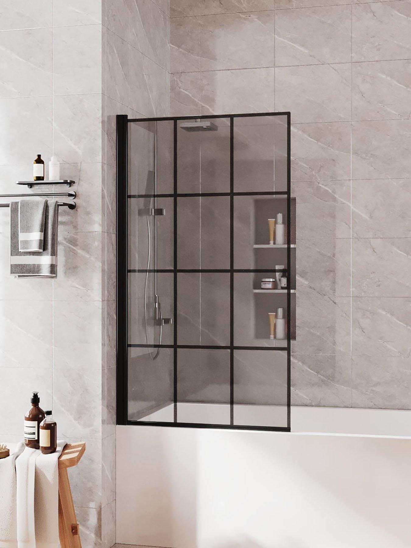 Image 1 of 7 of Living and Home 4mm Thick Glass Shower Screen Door 80cm W x 140cm D