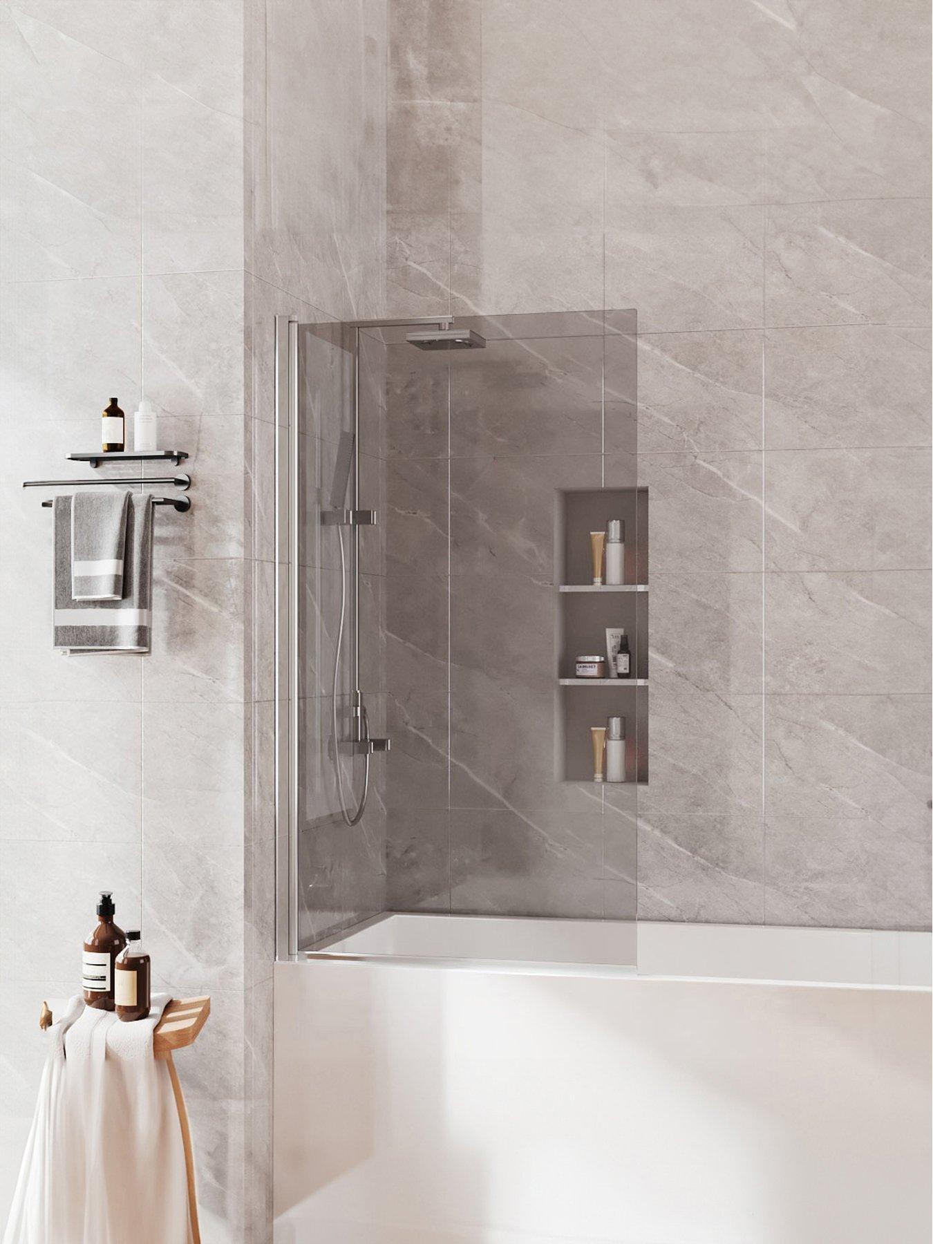 Living and Home 4mm Thickness Toughened Tempered Grey Glass Shower Screen