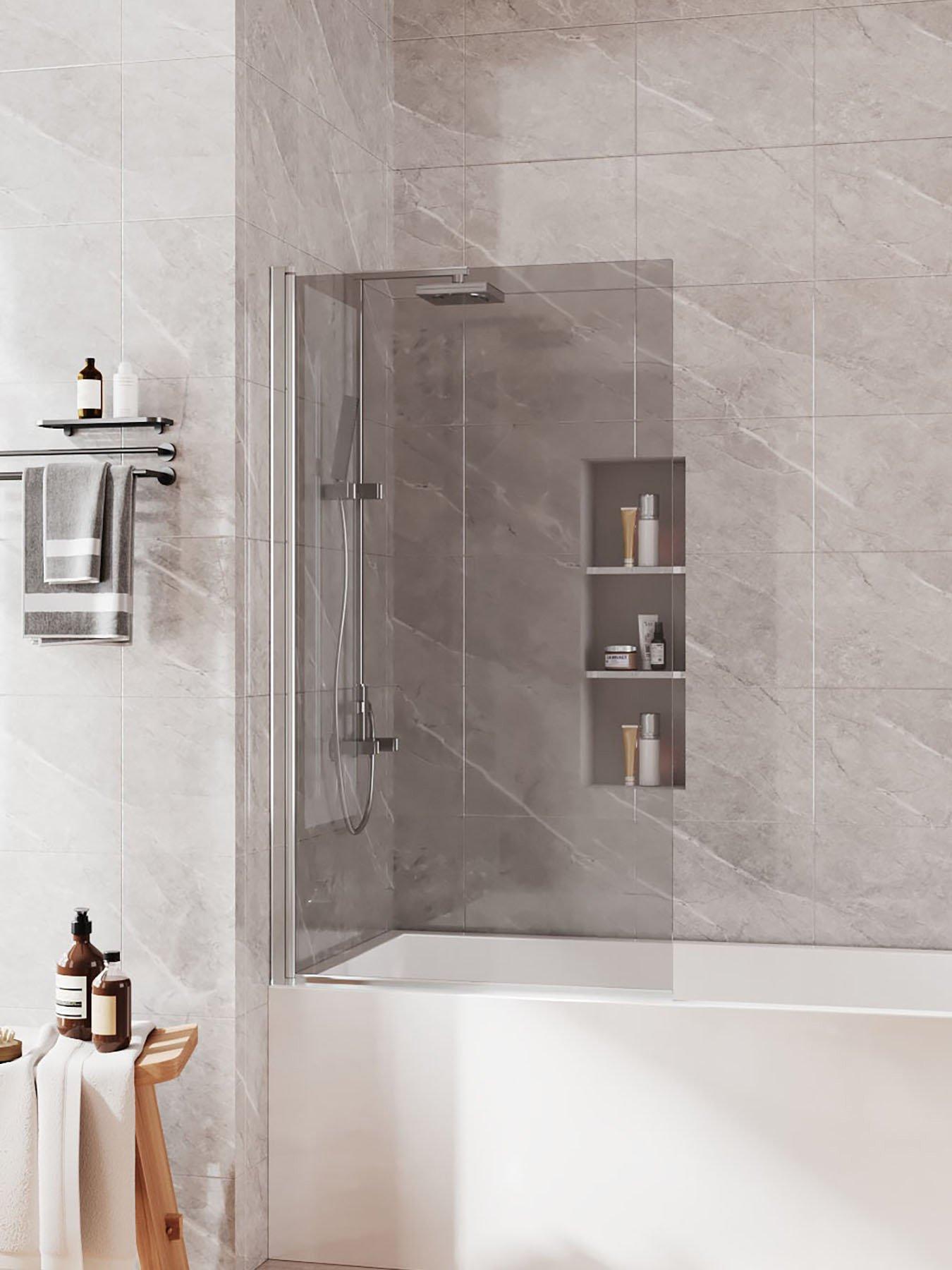 Living and Home 4mm Thickness Toughened Tempered Grey Glass Shower Screen