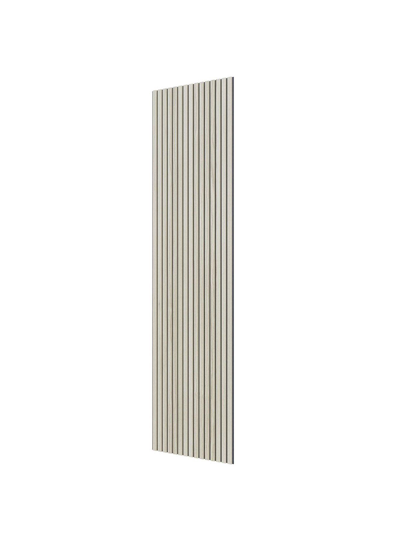  image of living-and-home-white-maple-effect-veneer-slat-design-acoustic-wall-panel-for-mutil-living-sapce-240cm-x-60cm