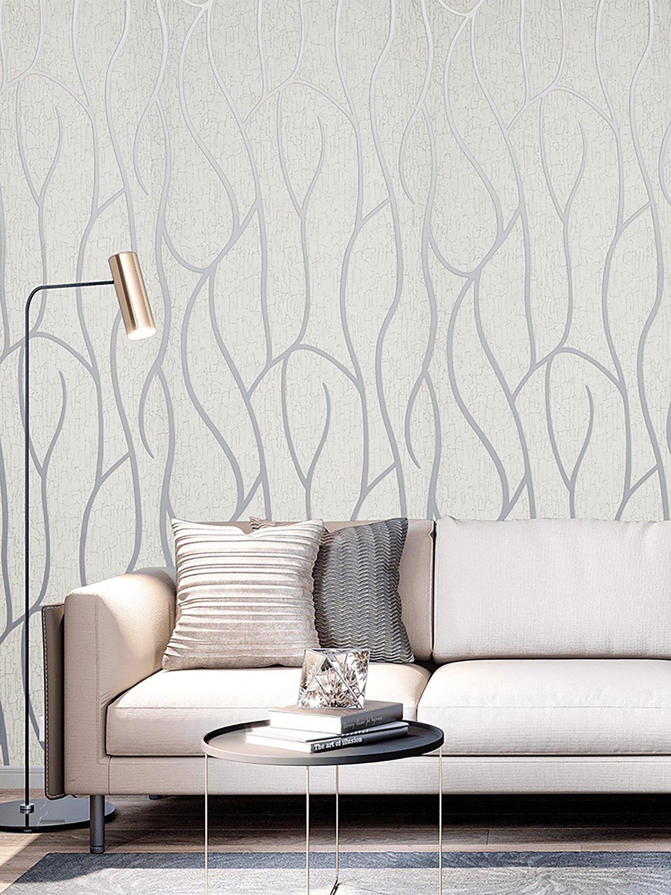 Living and Home Beige Geometric 3d Striped Patterned Non Woven Embossed Patterned Wallpaper