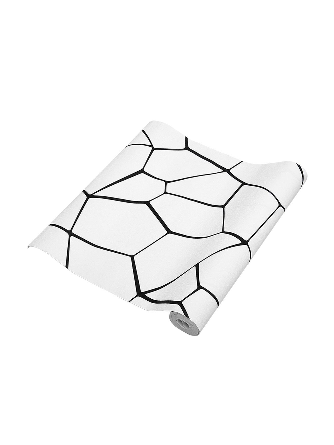 Image 3 of 6 of Living and Home Black Modern Abstract Geometric Removable Patterned Wallpaper