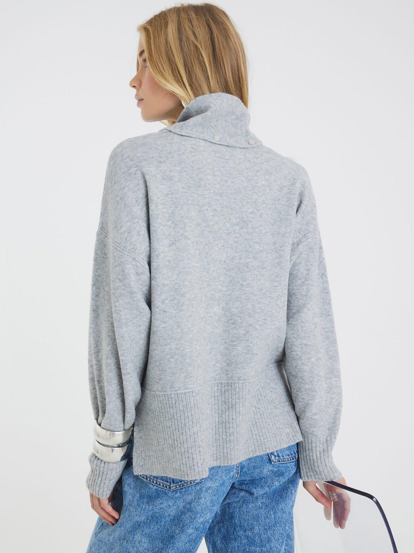  image of river-island-crew-neck-with-tie-grey