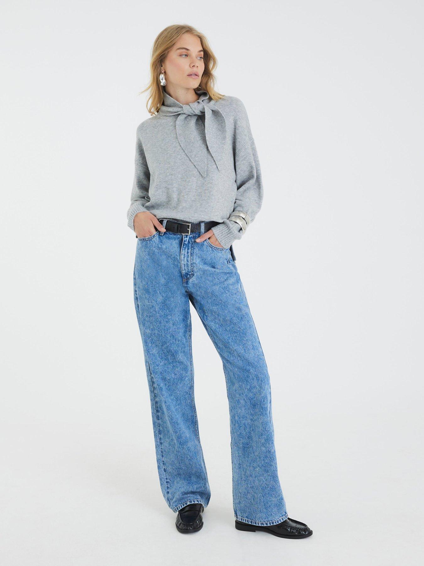  image of river-island-crew-neck-with-tie-grey